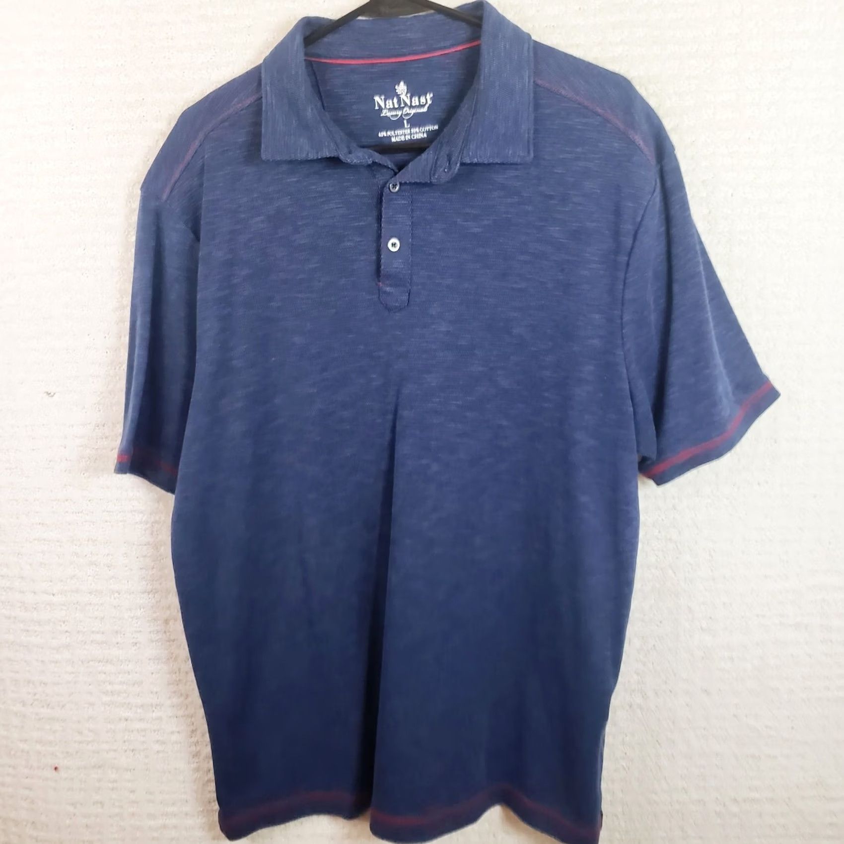 Nat Nast VINTAGE Nat Nast Luxury Polo Shirt Mens L Blue Red Trim Short Sleeve Size US L / EU 52-54 / 3 - 2 Thumbnail
