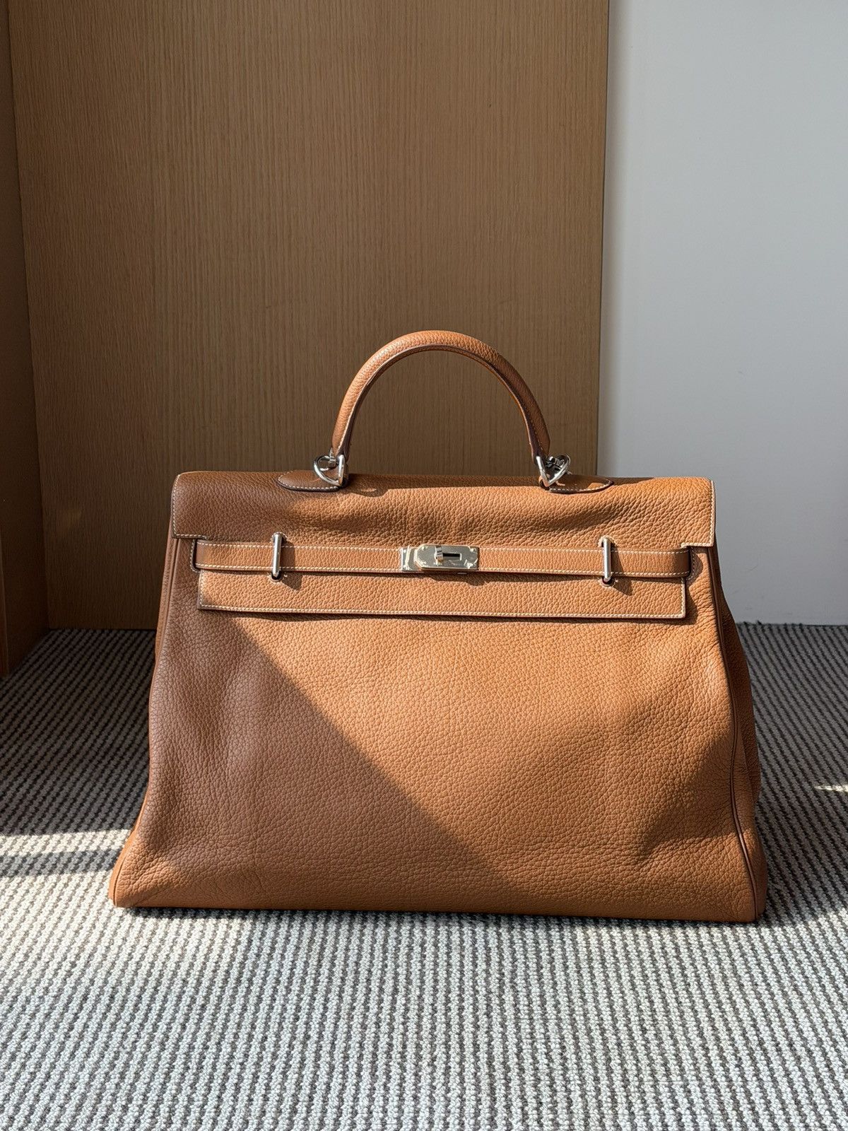 Hermes Hermes Gold Taurillon Clemence Kelly 50 Travel Bag Size ONE SIZE - 2 Thumbnail