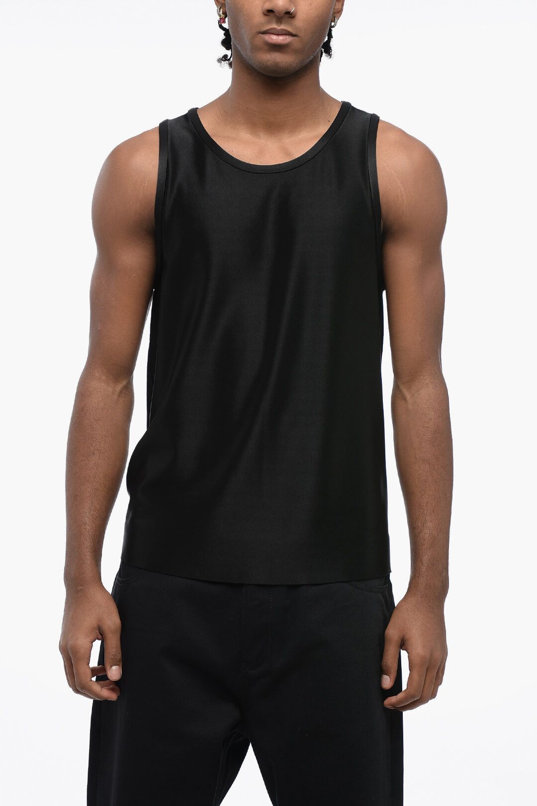 Jil Sander og1mm0625 Stretch Viscose Tank Top in Black Size US S / EU 44-46 / 1 - 1 Thumbnail