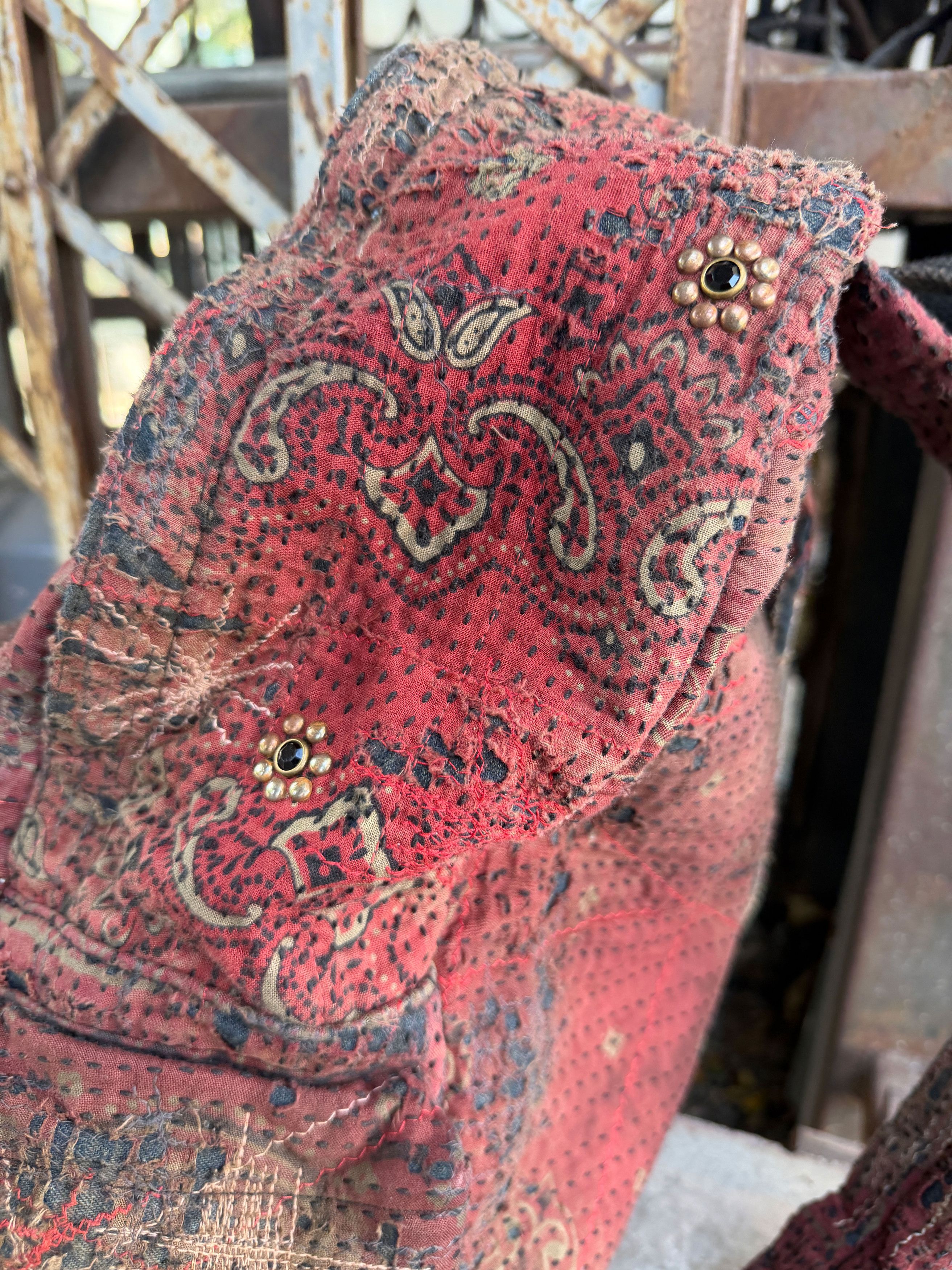Japanese Brand SOLD * BORO SASHIKO Studded Spider Web Backpack 🕷️🕸️ Size ONE SIZE - 18 Thumbnail
