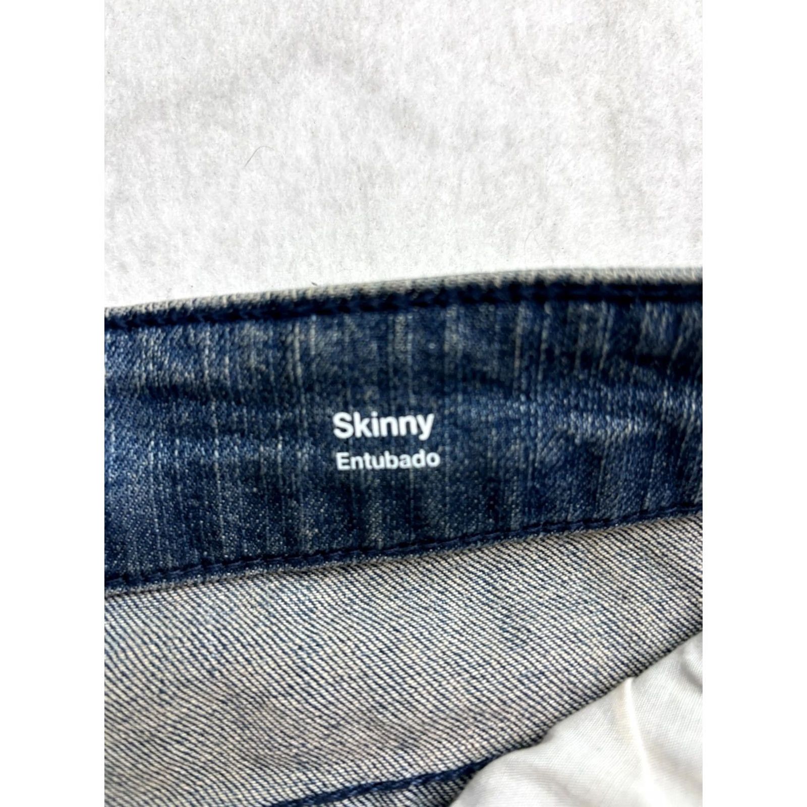 Denime VINTAGE Jackson Jeans Skinny Blue Denim Distressed Destroyed Wash Zip Button Mens 34x32 Size US 34 / EU 50 - 4 Thumbnail