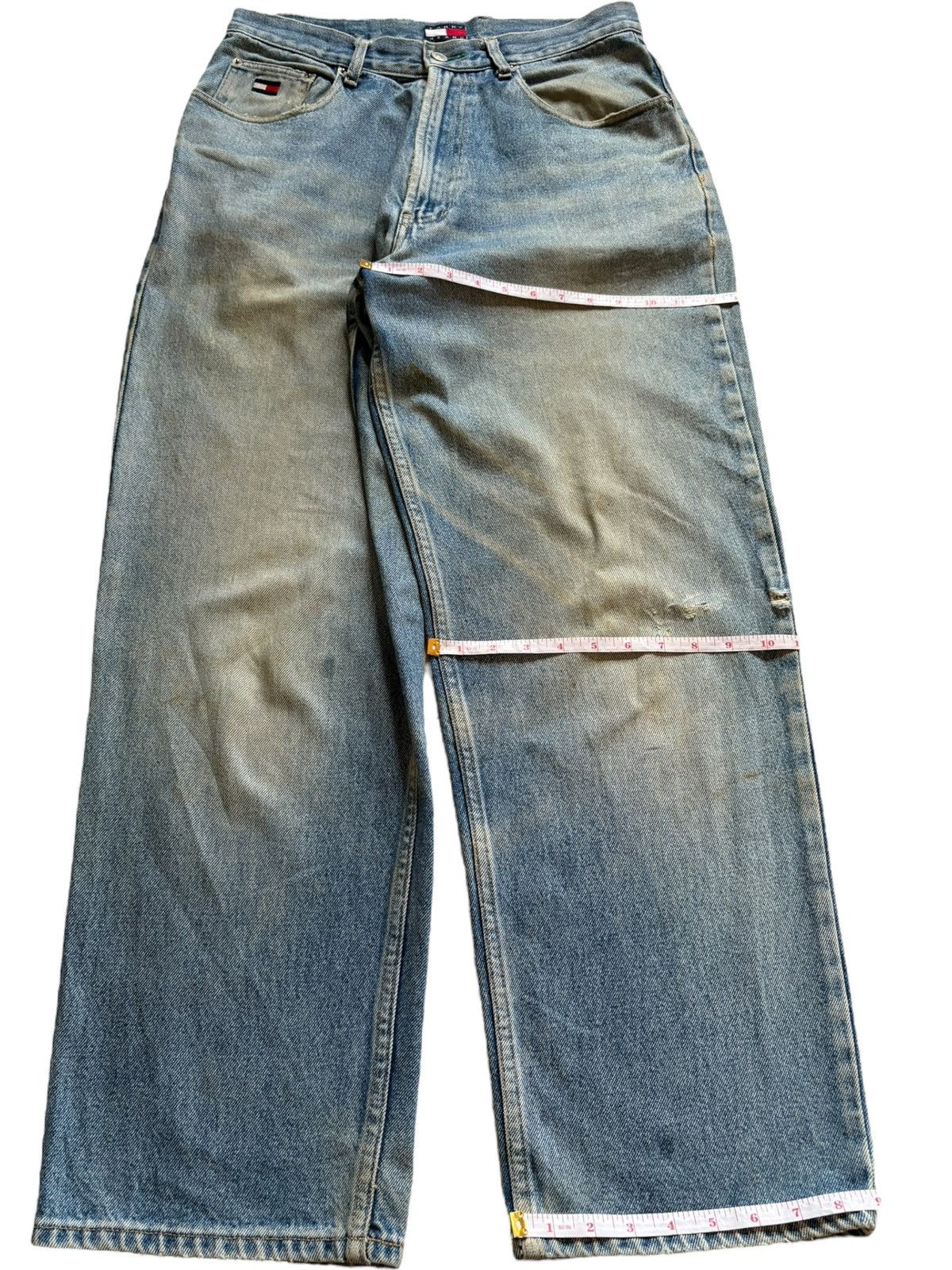 Tommy Jeans Vintage Tommy Mud Wash Distressed Baggy Jeans Size US 31 - 17 Thumbnail
