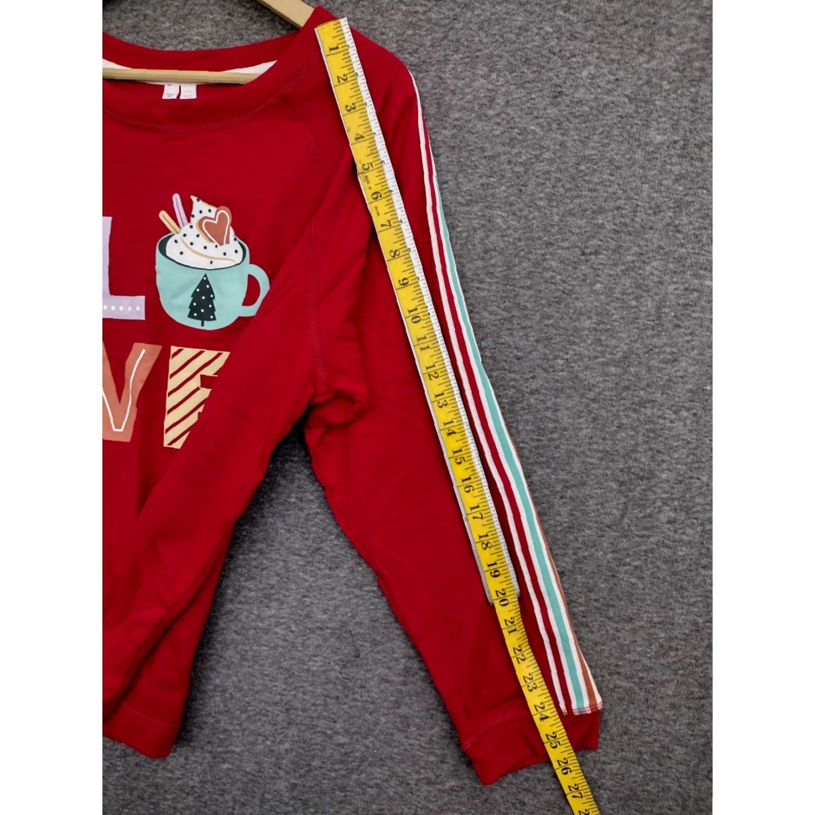 Vintage Joyspun Women's LOVE Print Pajama Top Shirt L Red 12-14 Graphic Print Crew Neck Pullover Mock-Tek Size L / US 10 / IT 46 - 5 Thumbnail
