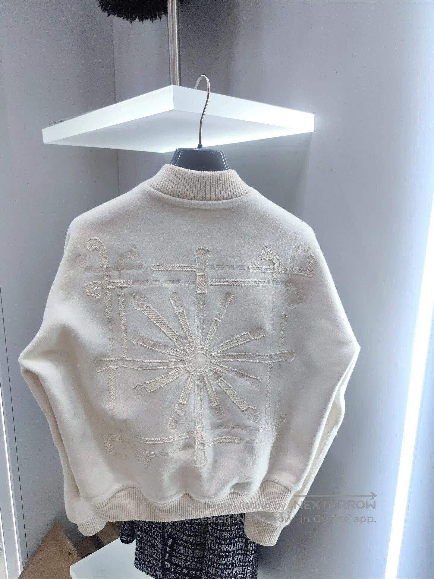 hermes cashmere jacket with leather detail.