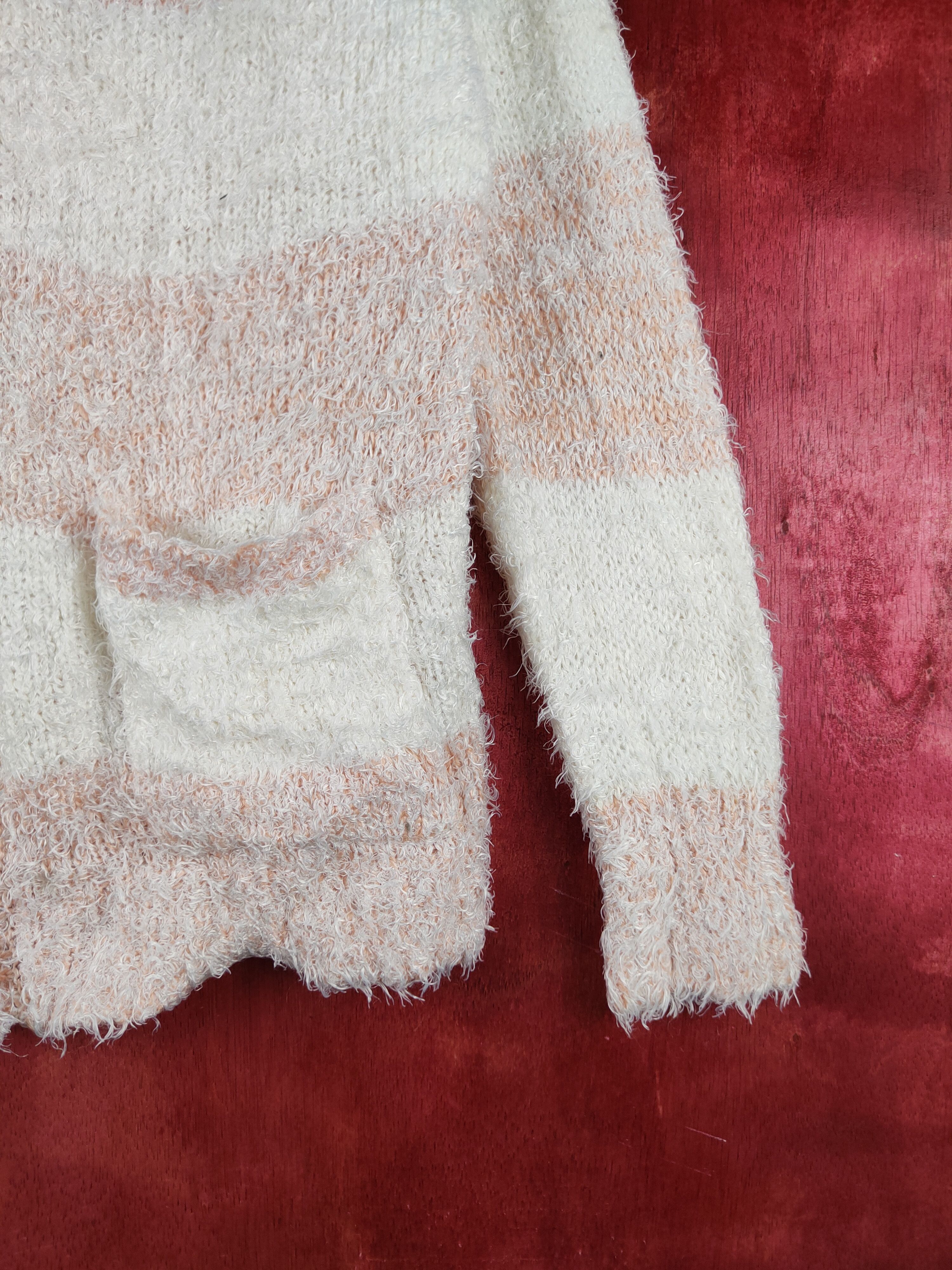Homespun Knitwear Noble Goton Cream Fur Mohair Knitwear Cardigan #S1982 Size L / US 10 / IT 46 - 6 Thumbnail