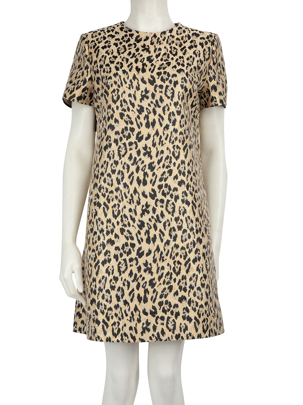 image of Valentino x Valentino Garavani Beige Leopard Jacquard Metallic Dress, Women's (Size Large)