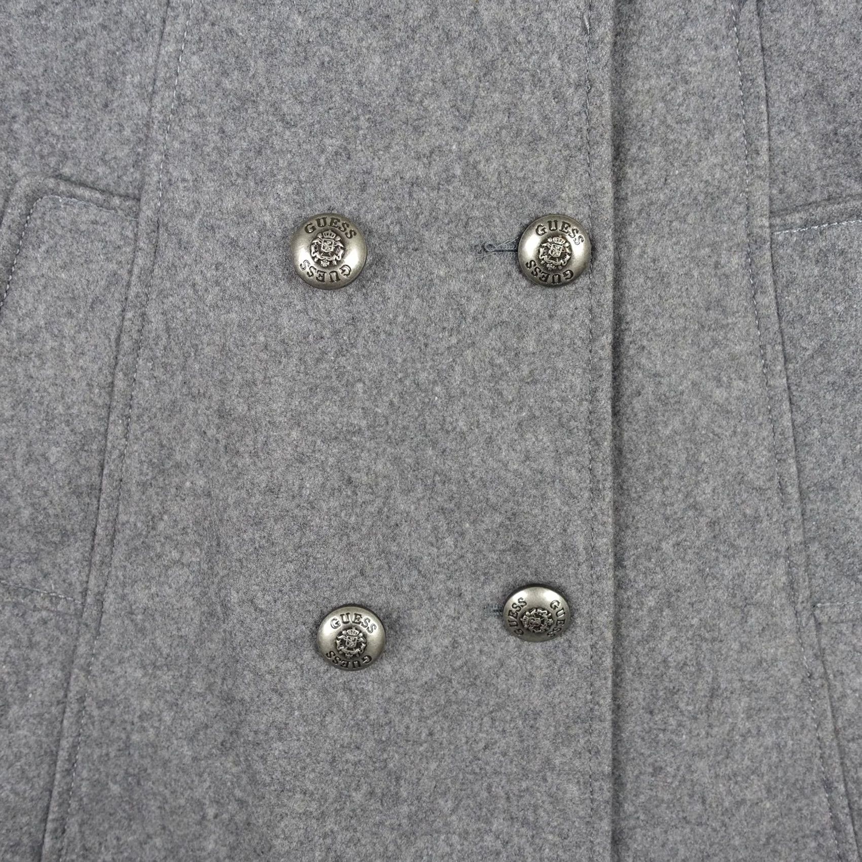 Guess VINTAGE Guess Coat Womens M Gray Wool Shawl Collar Double Breasted Peacoat Size M / US 6-8 / IT 42-44 - 4 Thumbnail