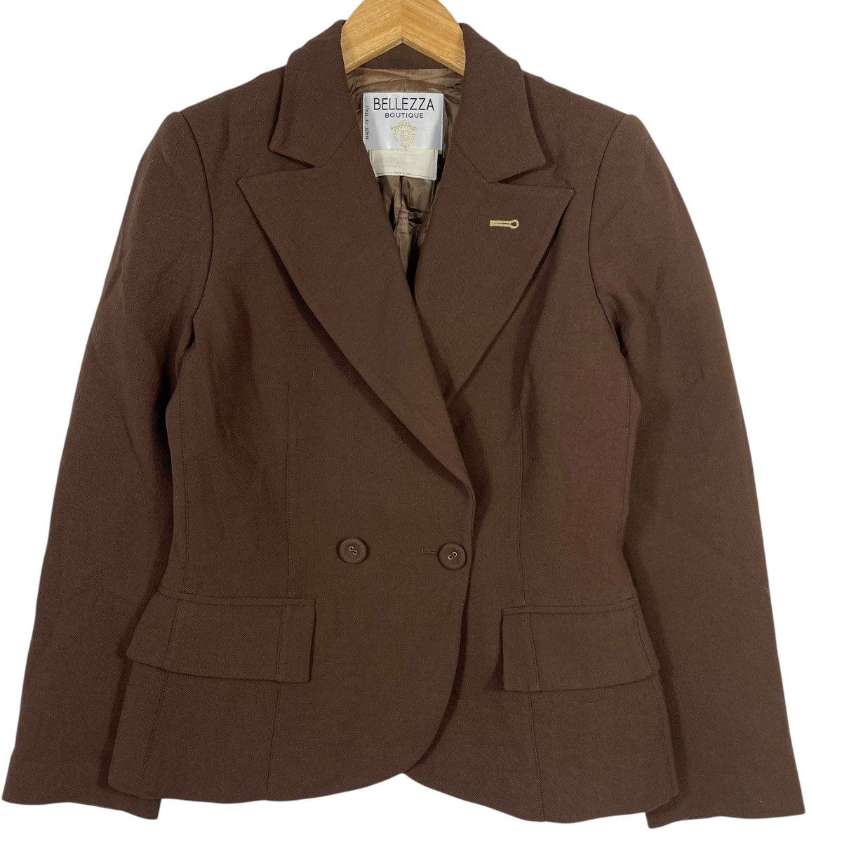 Vintage BELLEZZA Boutique Italian Tailored Blazer Jacket Brown Size S / US 4 / IT 40 - 5 Thumbnail