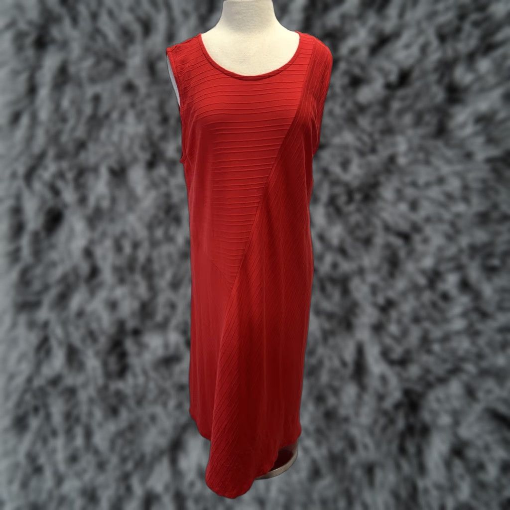Soft Surroundings VINTAGE? No. It's Soft Surroundings Textured Midi Dress Women's Red Sleeveless XL Pullover Cotton Casual Party Midi Dress Sized XL Womens Size XL / US 12-14 / IT 48-50 - 1 Thumbnail