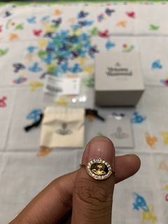 Vivienne Westwood Gold Armor Ring S/S 2014 w/ Swarovski Crystals and Orbs
