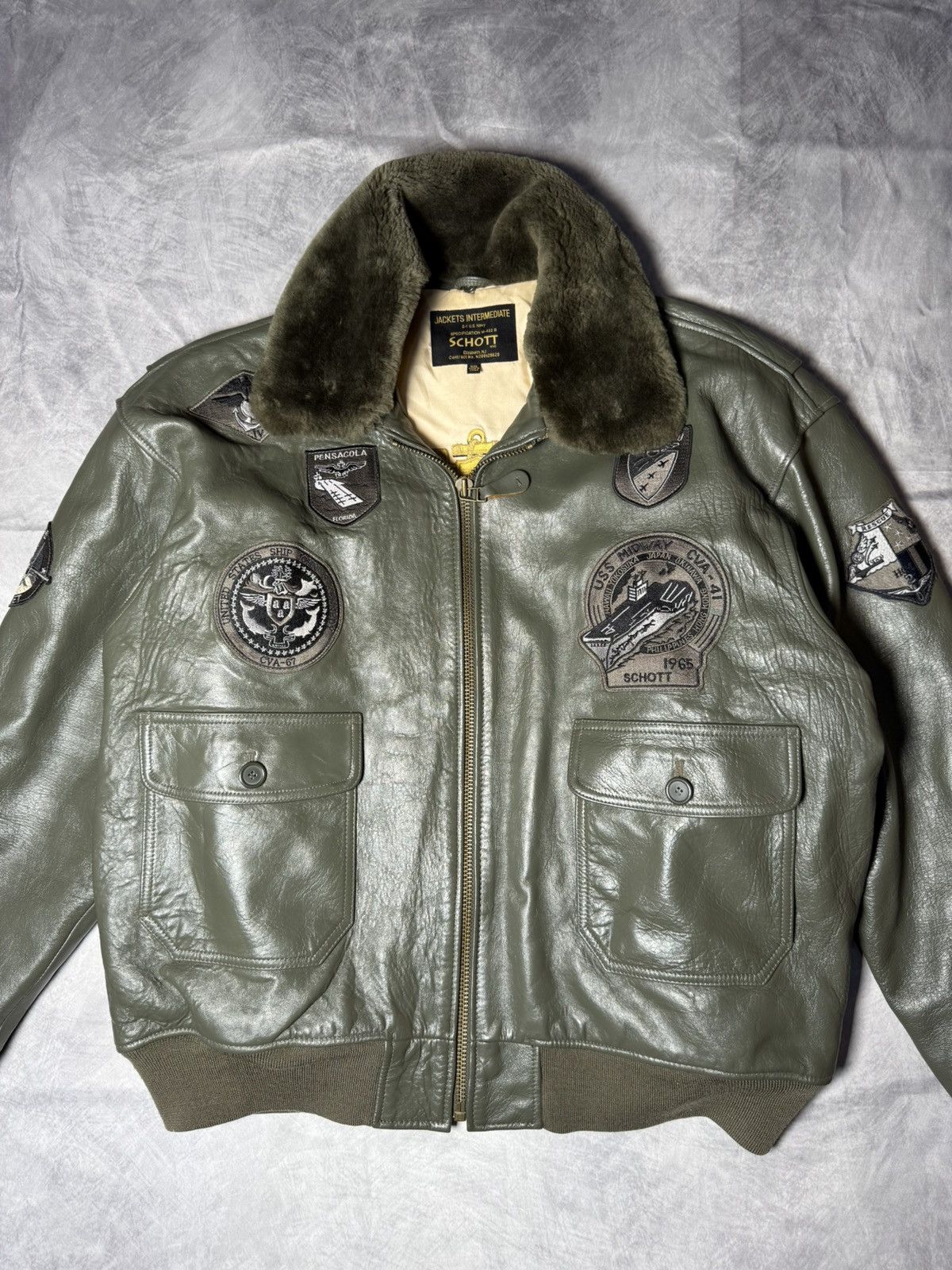 Schott × Vintage SCHOTT NYC G-1, US NAVY LEATHER BOMBER JACKET Size US XXL / EU 58 / 5 - 2 Thumbnail