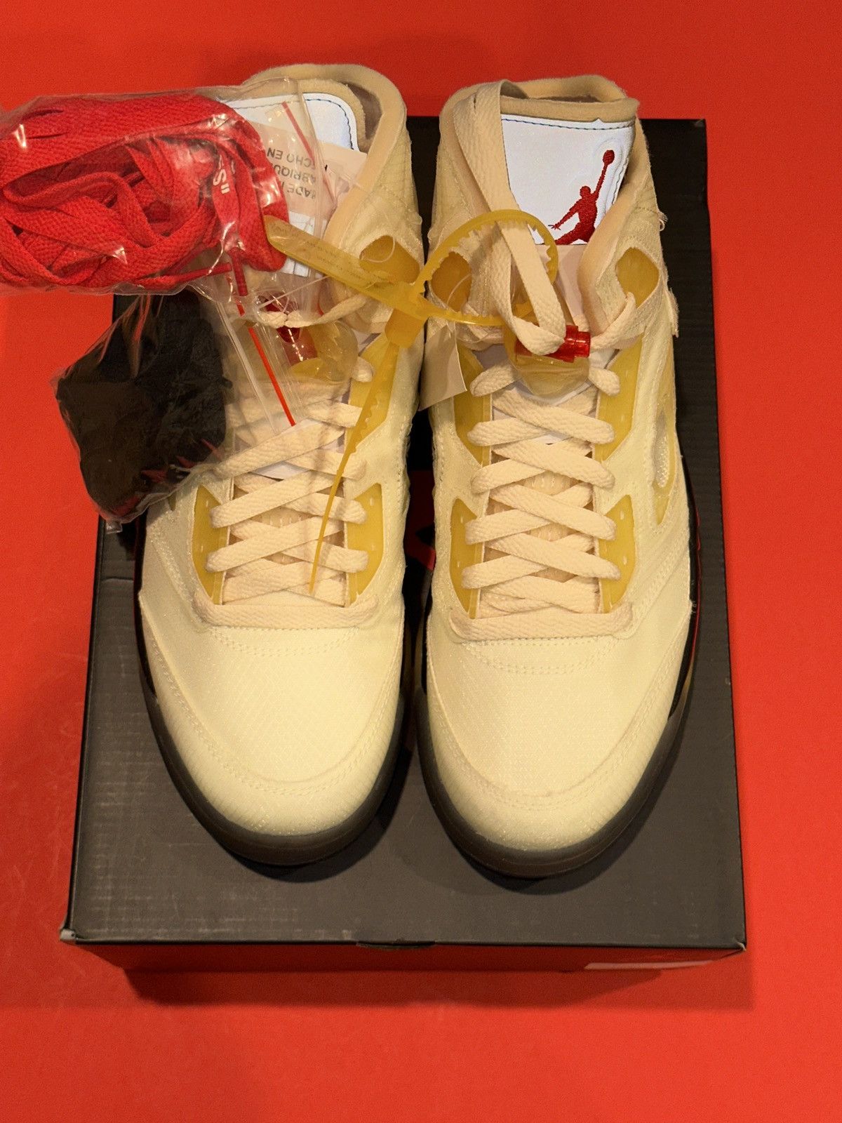 Jordan Brand × Off-White Jordan Air Jordan 5 SP Off-White Sail Sneakers DH8565-100 Size US 9 / EU 42 - 5 Thumbnail