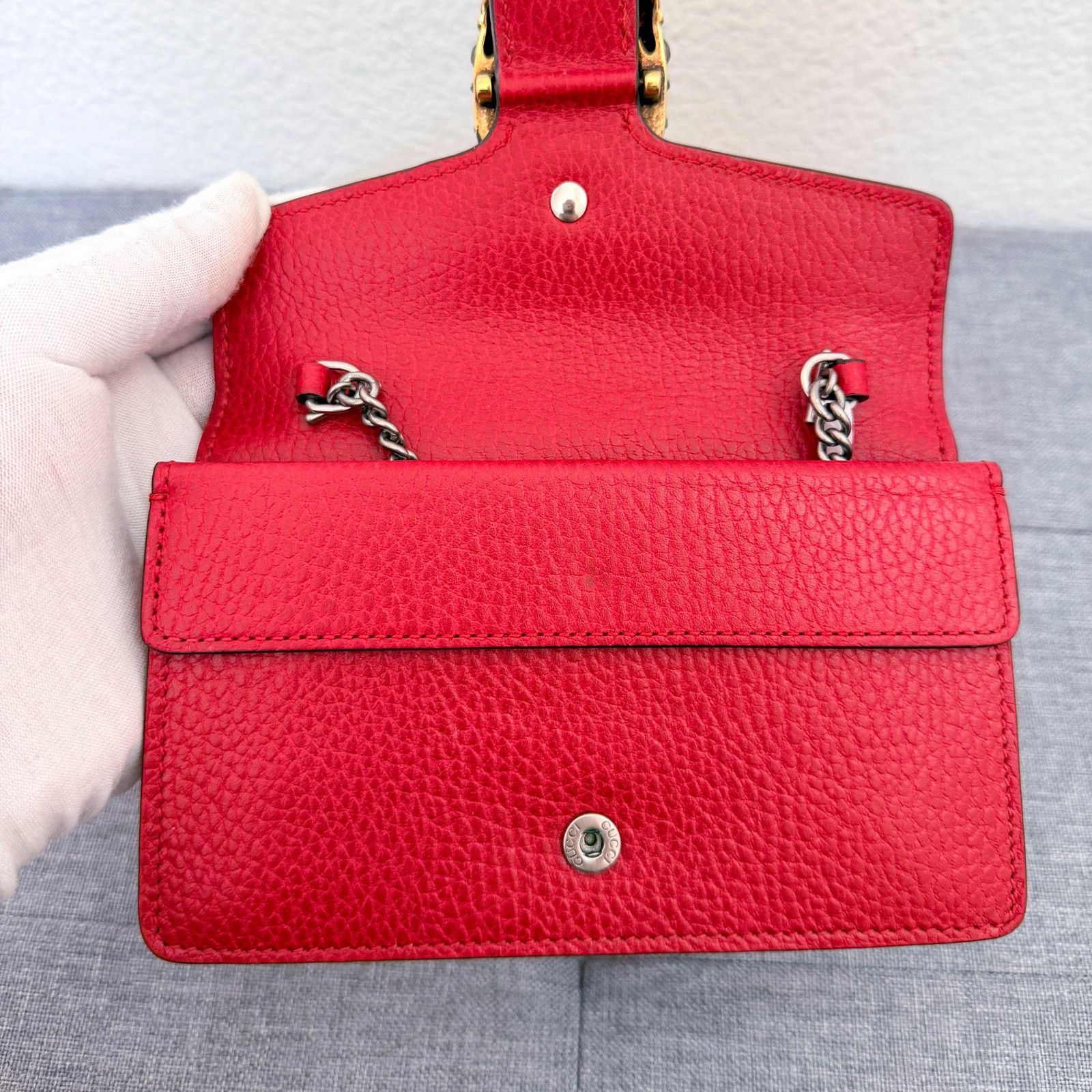 Gucci Authentic Gucci Dionysus Red Leather Chain Bag Tiger Head Size ONE SIZE - 10 Thumbnail