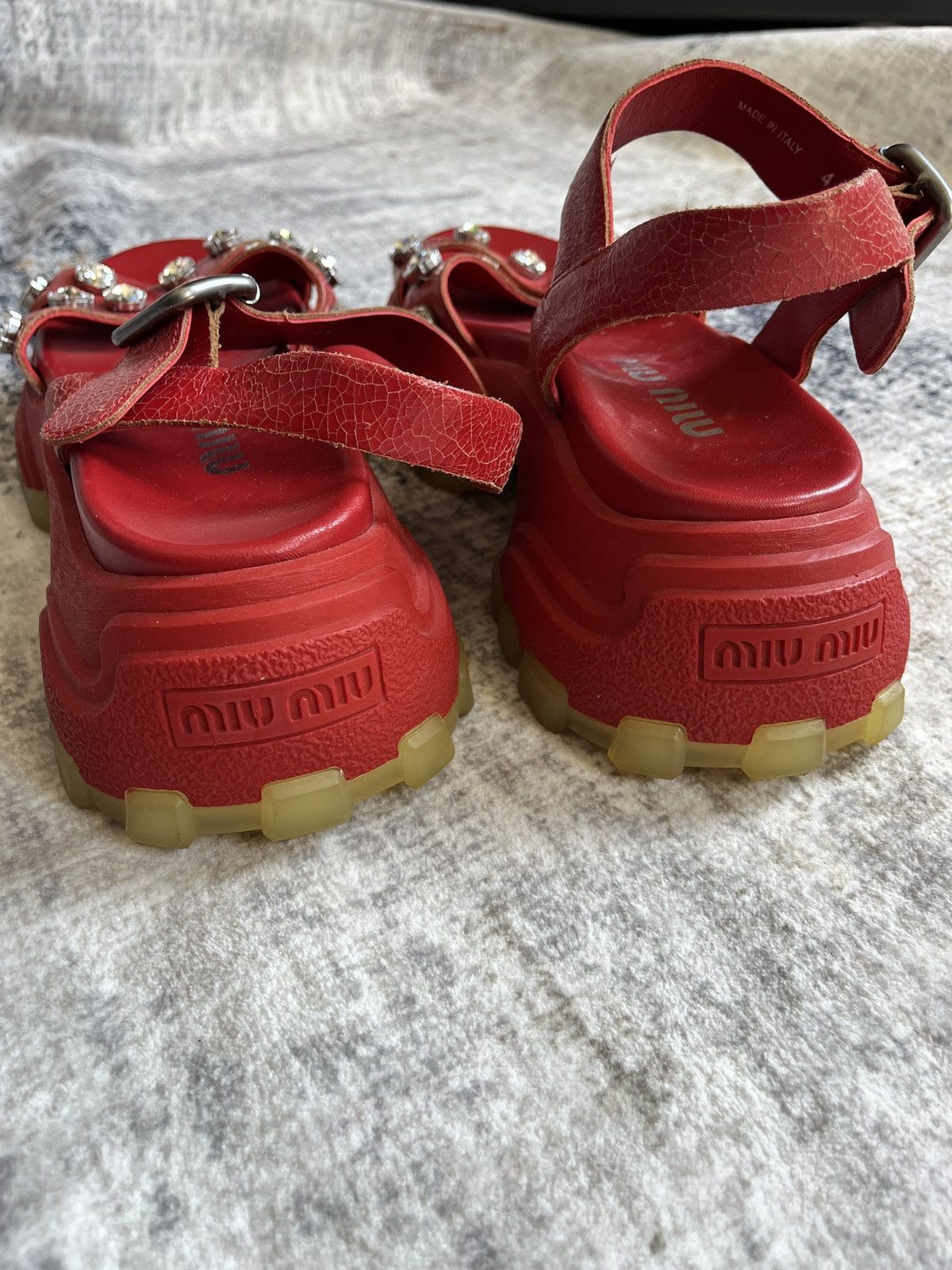 Miu Miu Miu Miu Red Platform Sandals (unisex) Size US 11 / IT 41 - 14 Thumbnail