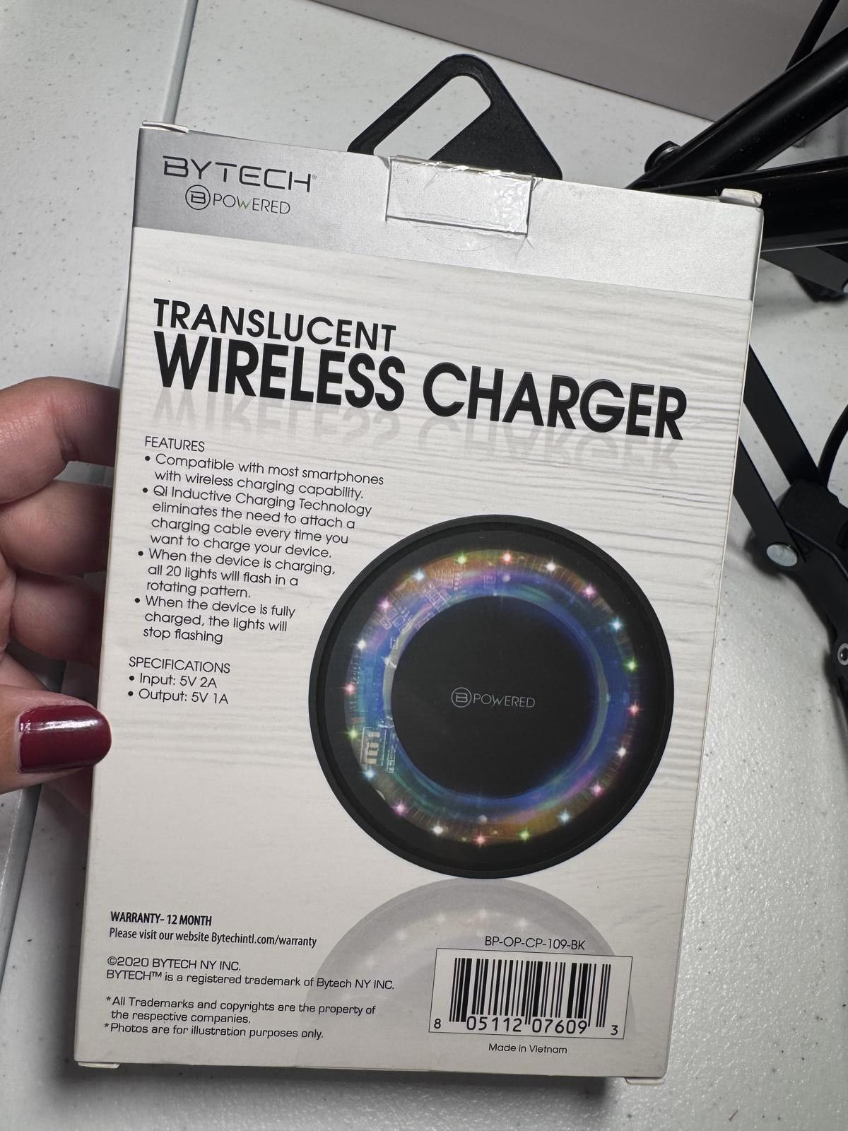 Other Bytech Translucent Wireless Charger with 20 Colorful Lights Size ONE SIZE - 2 Thumbnail