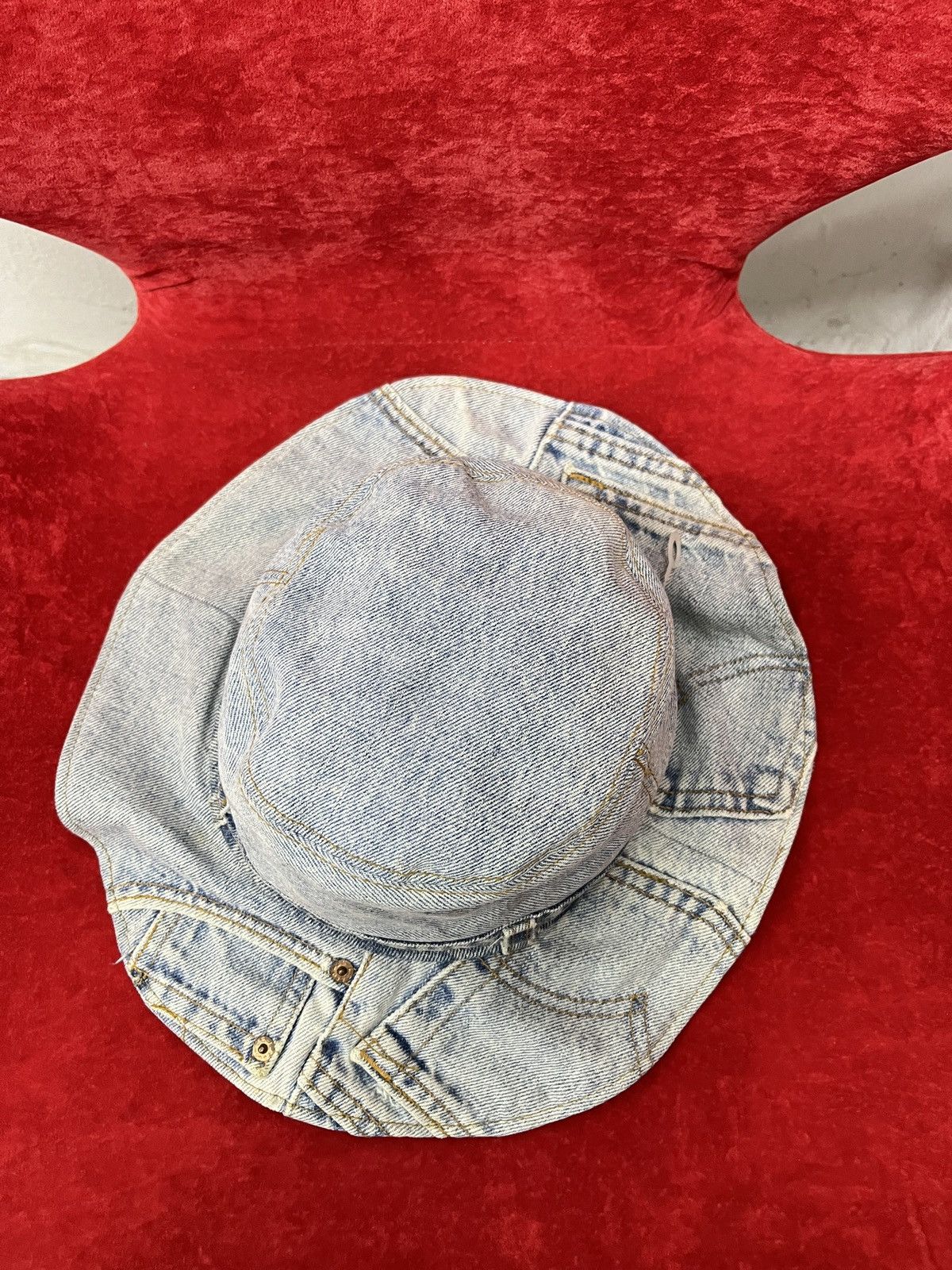 Kapital Kapital Boro Style Patchwork Sashiko Denim Indigo Bucket Hat Size ONE SIZE - 3 Thumbnail