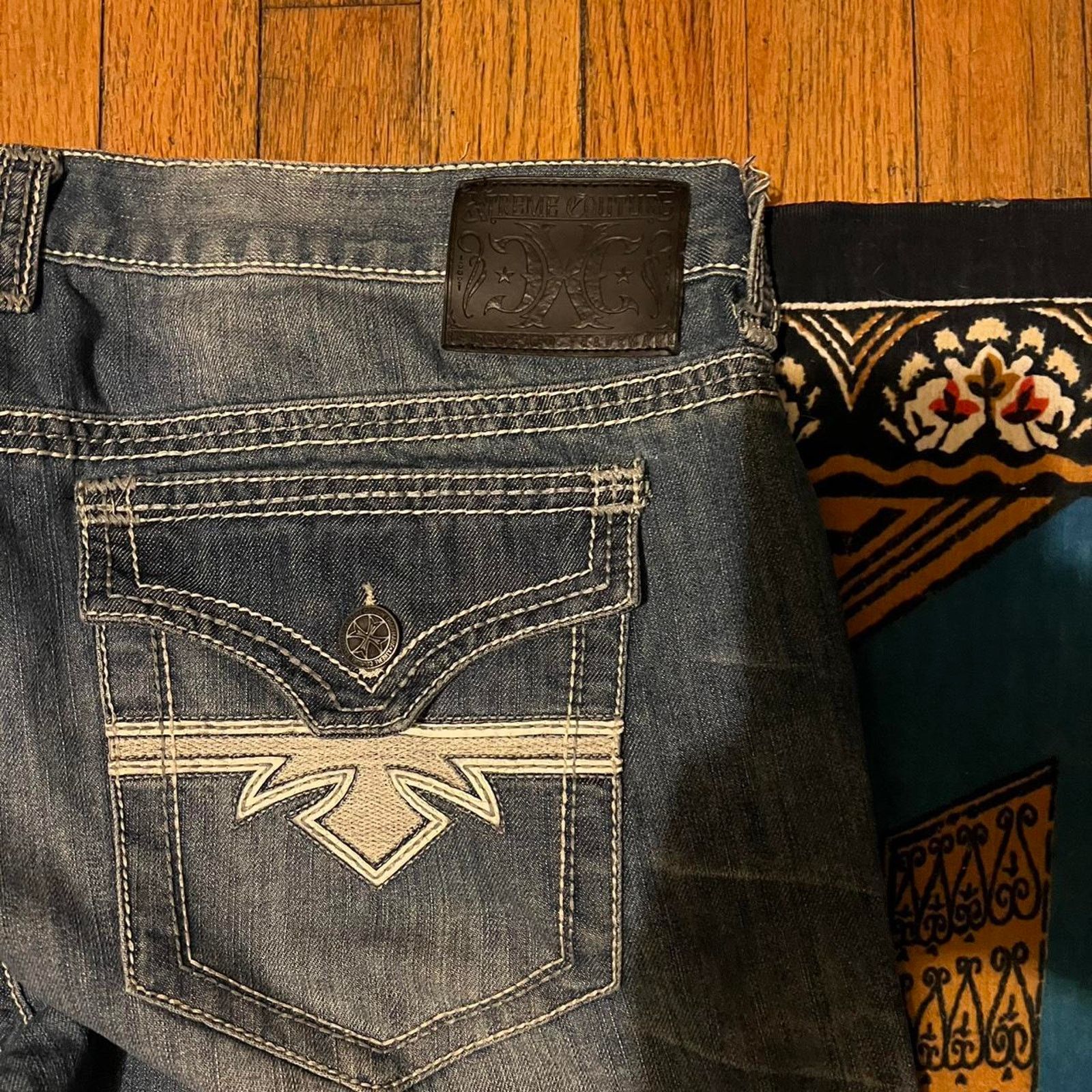 Affliction × JNCO × Southpole crazy mens y2k extreme couture jeans 38 baggy wide leg punk Size US 38 / EU 54 - 4 Thumbnail