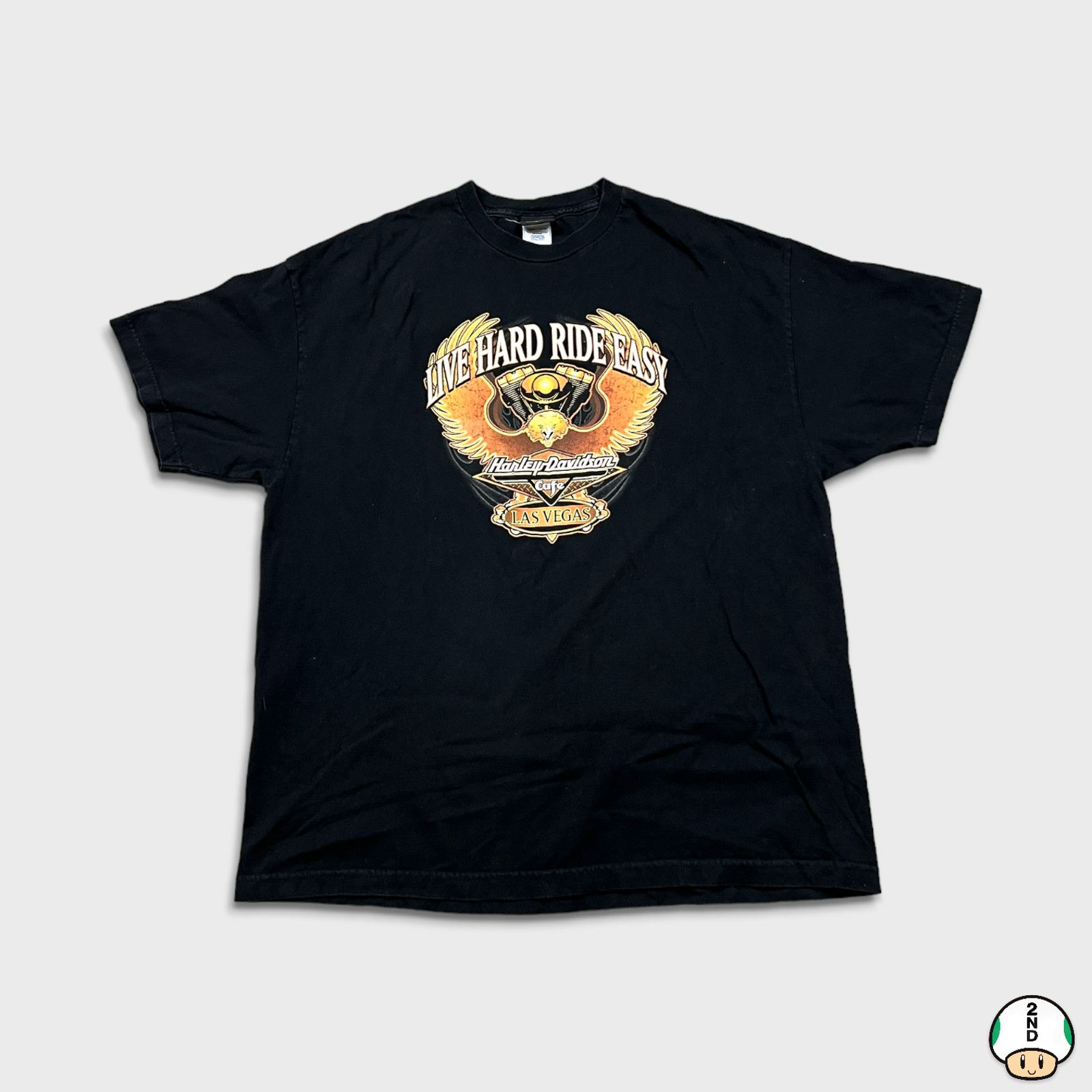 Harley Davidson × Vintage Harley Davidson T Shirt 2XL Live Hard Ride Easy Eagle Tee Size US XXL / EU 58 / 5 - 1 Thumbnail