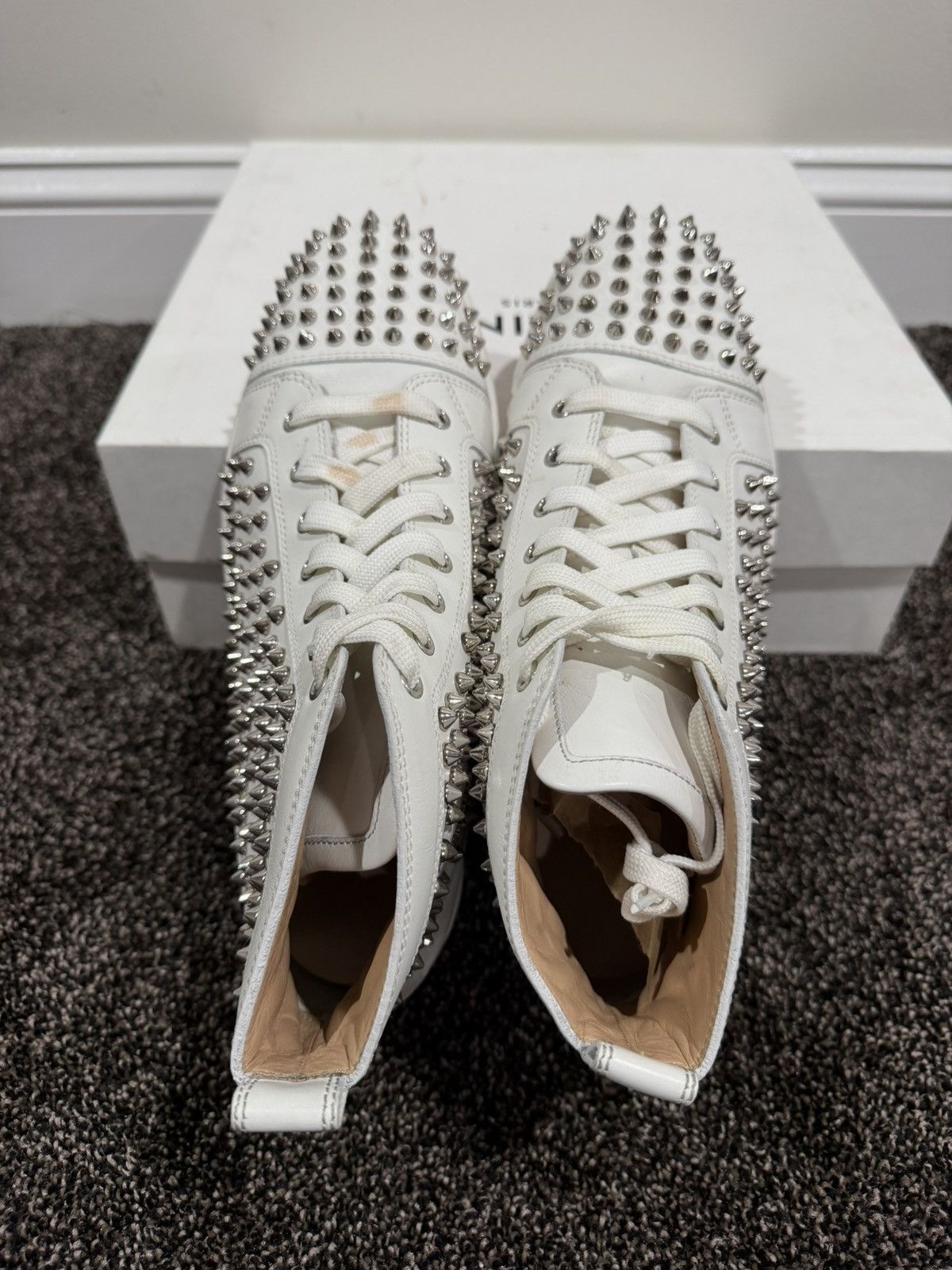 Christian Louboutin Christian Louboutin White High Stud Spike Accents Sneakers Size US 8.5 / EU 41-42 - 8 Thumbnail