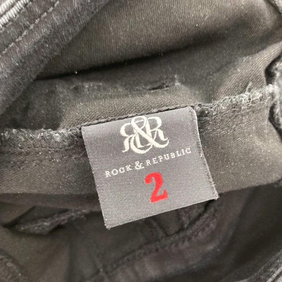 Vintage Rock & Republic Denim Rx Fever Pull On Crop Jeans Women's Black 2 Stretch Denim Slim Crop Jeans Womens 26in inseam 24in Size 26" / US 2 / IT 38 - 5 Thumbnail