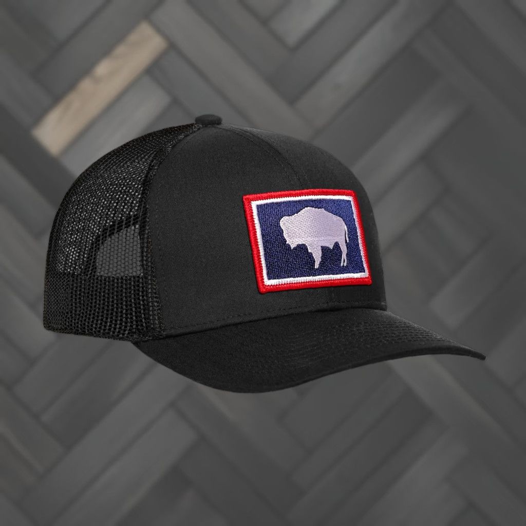 VINTAGE WYOMING FLAG HAKA Trucker Hat Black WY Snapback Men Adjustable Wyoming Flag HAKA Trucker Hat Black WY Snapback Mens