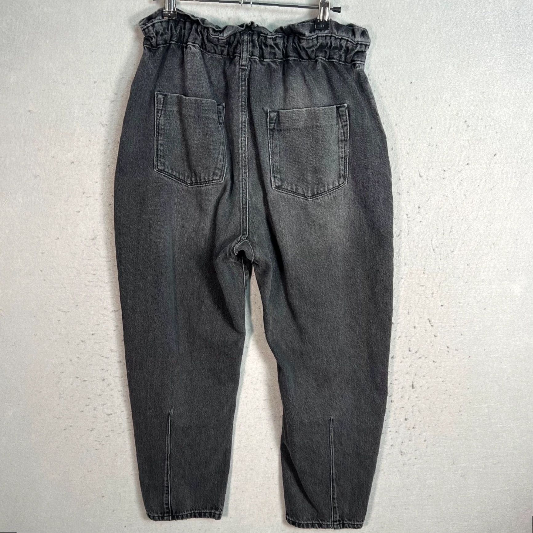 Zara VINTAGE Zara Womens High-Waisted Elastic Paperbag Jeans Washed Black Size 4 Size 27" / US 4 / IT 40 - 2 Thumbnail