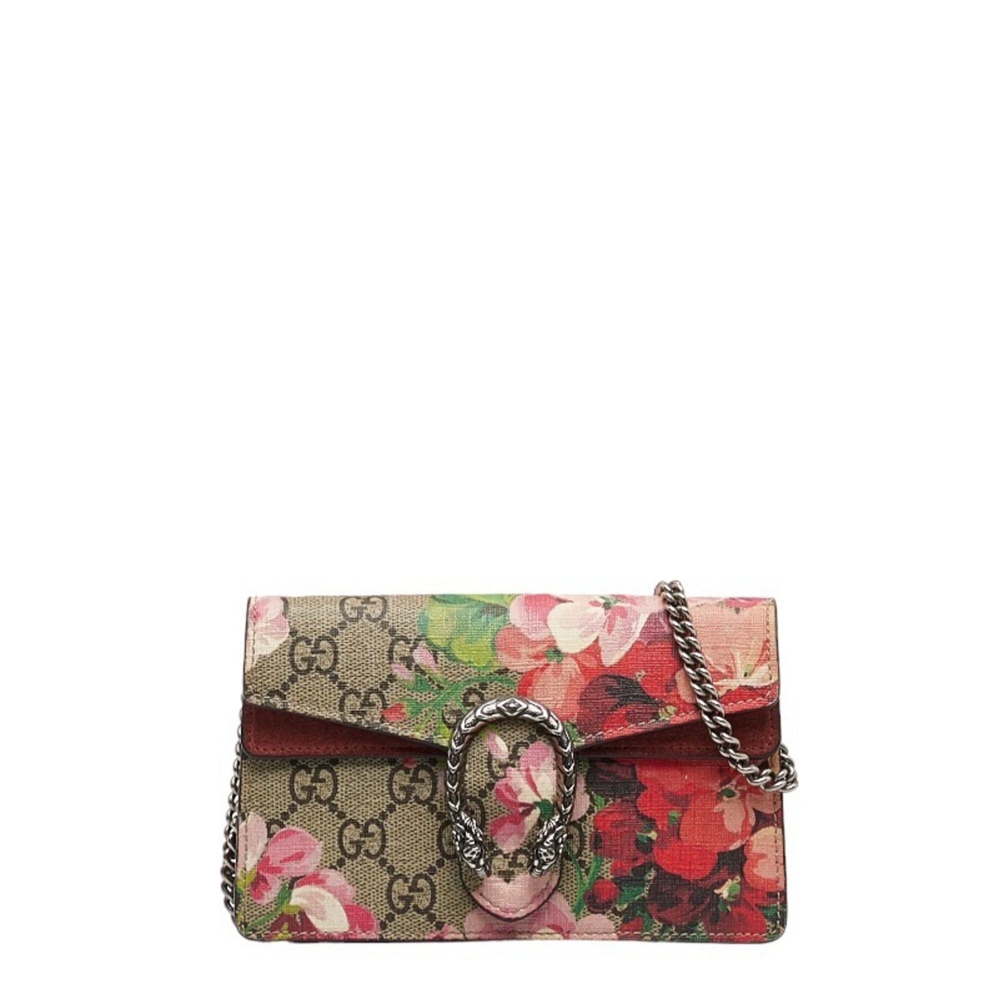 image of Gucci Dionysus Chain Shoulder Bag 476432 Beige Wine Red Pvc Women's in Black