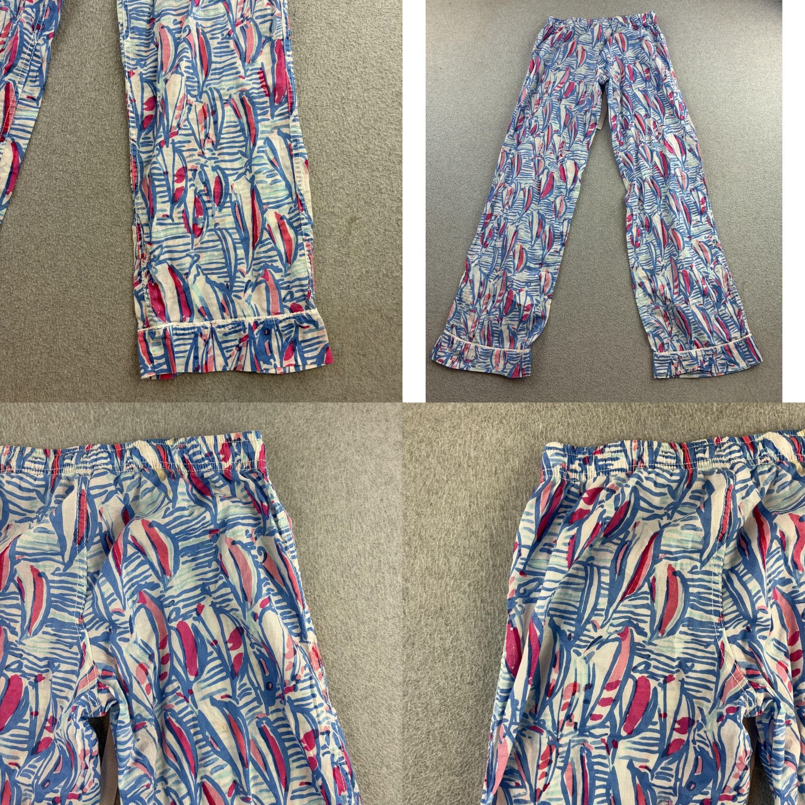 Lilly Pulitzer Lilly Pulitzer Pants Womens XS Blue Tropical Print Lounge Pajama Drawstring Size 26" / US 2 / IT 38 - 8 Thumbnail