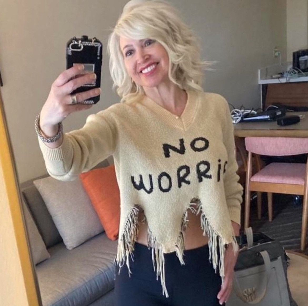 Designer × Other NWT, Women's Fringe Hem “No Worries” Crop Top Size M / US 6-8 / IT 42-44 - 8 Thumbnail