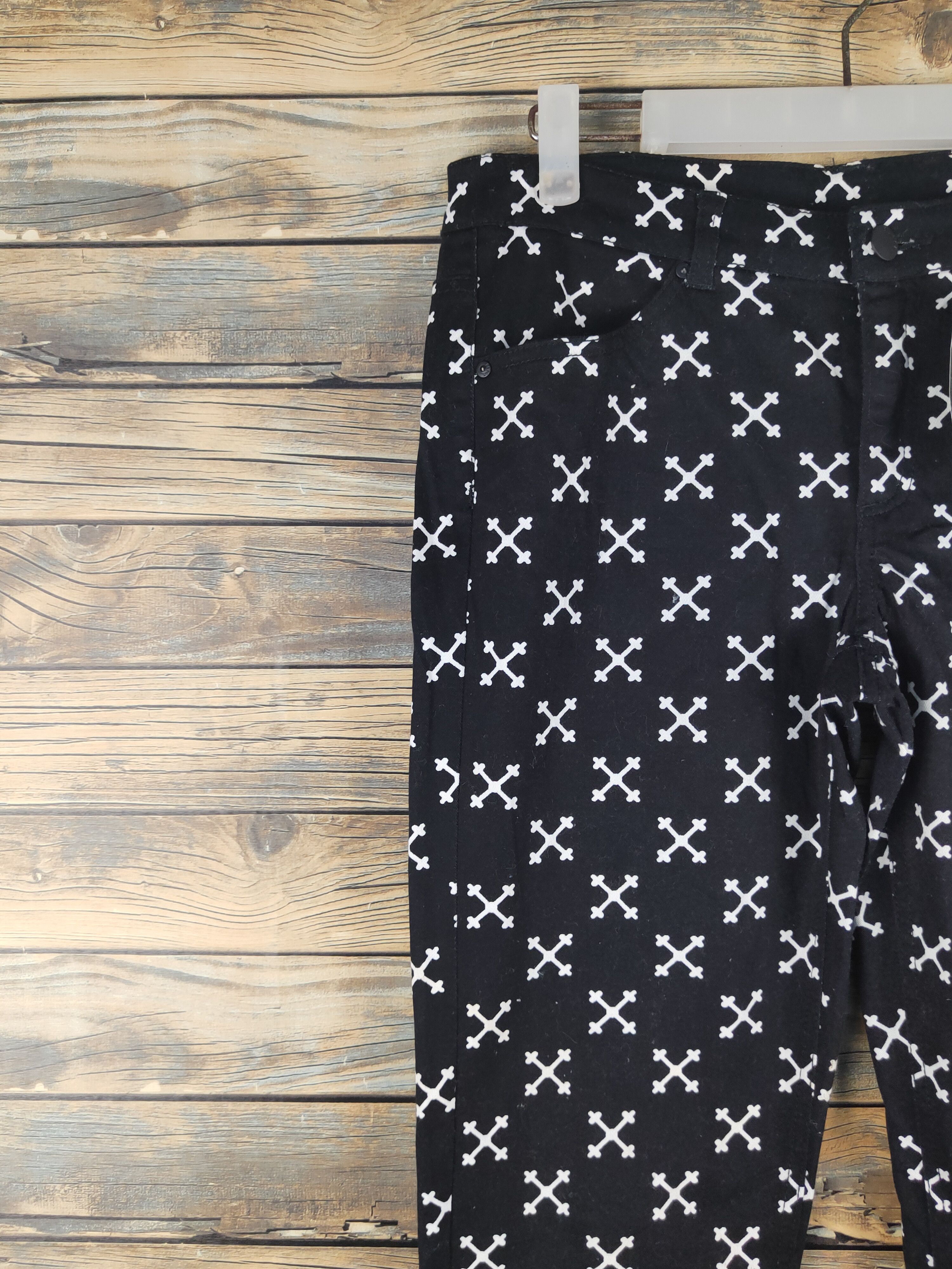 Divided DL Divided H&M Black White Multipocket Casual Pants #46-011 Size 31" - 3 Thumbnail