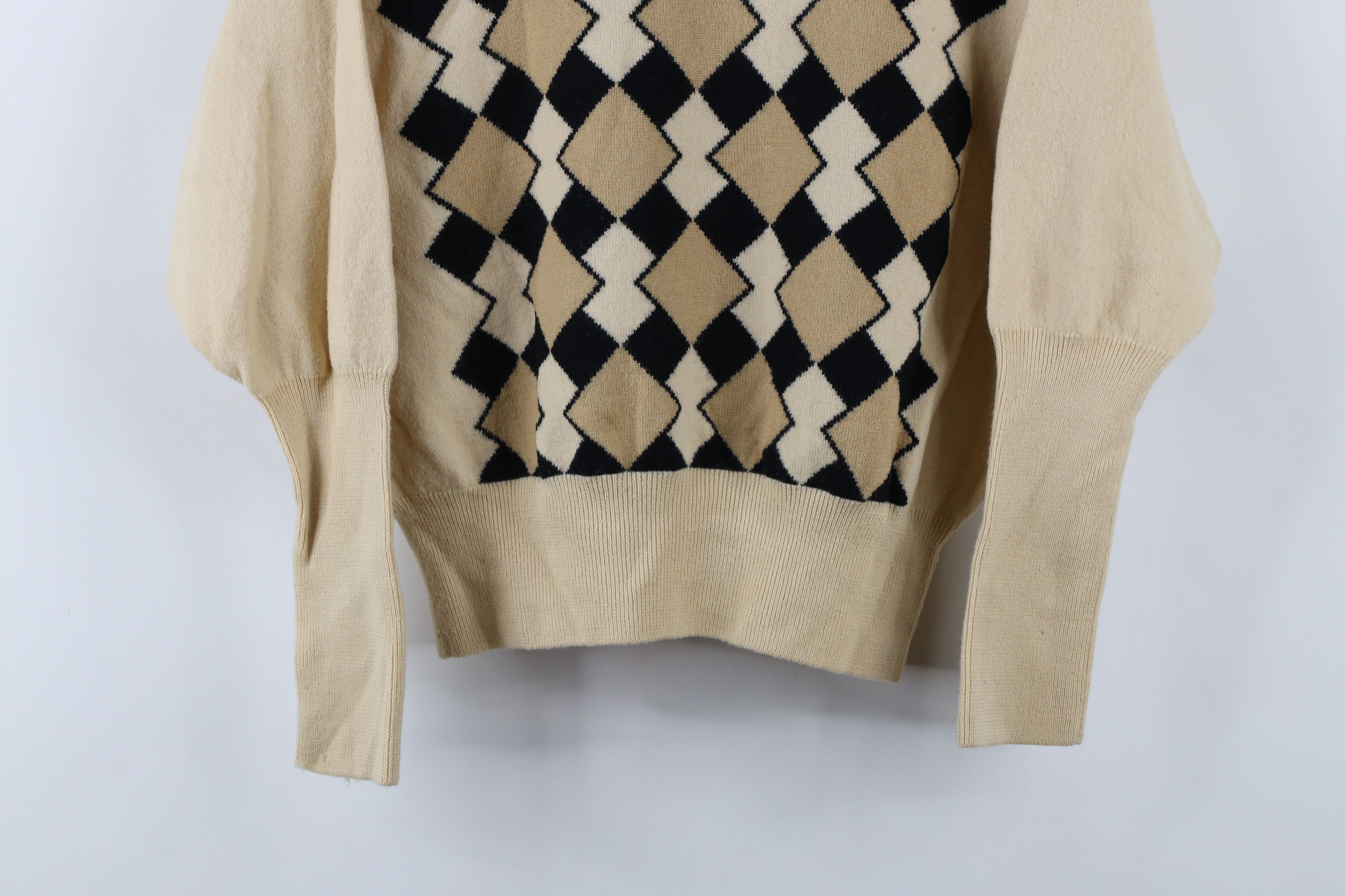 DKNY × Vintage Vintage 90s DKNY Wool Knit Diamond Turtleneck Sweater Size L / US 10 / IT 46 - 3 Thumbnail