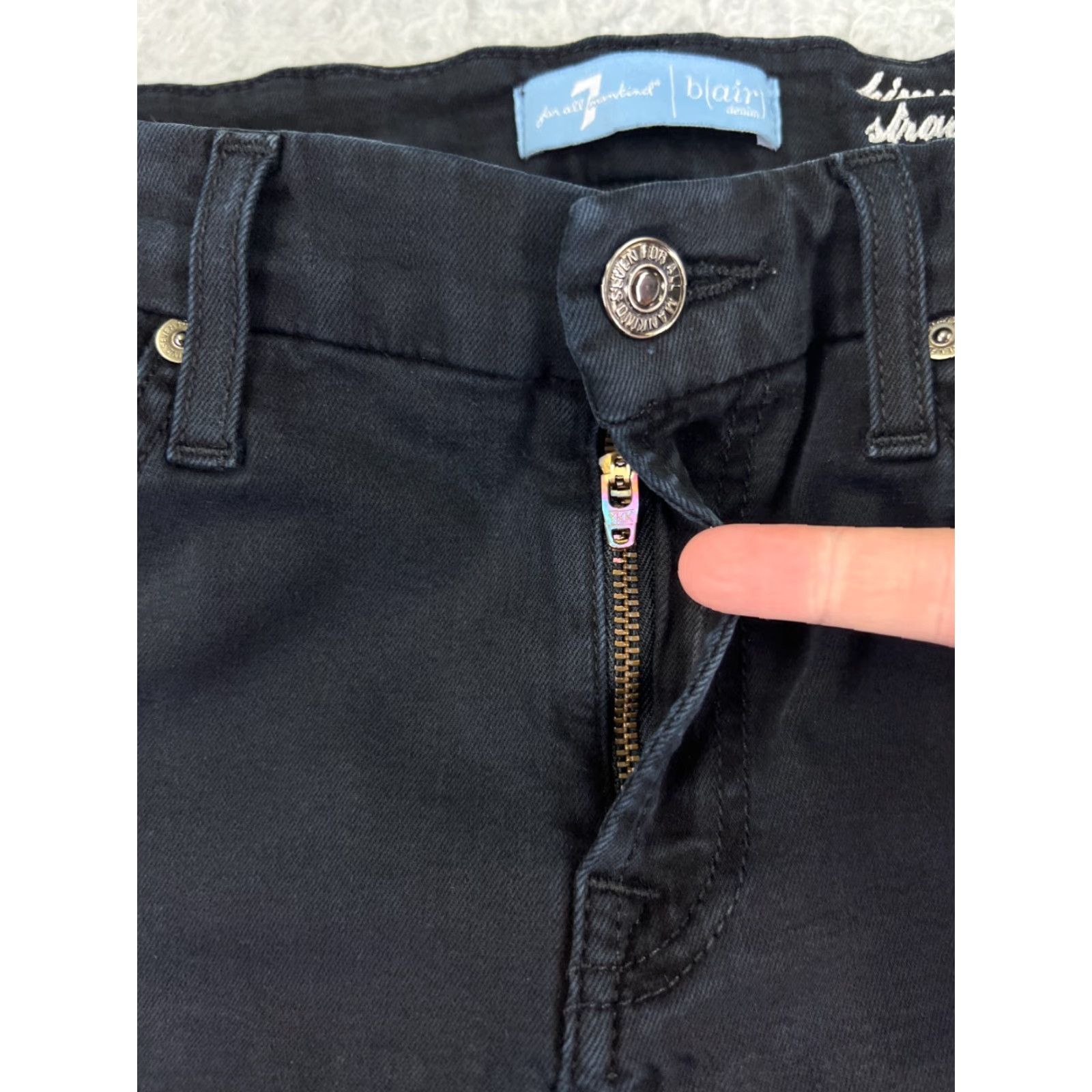 7 For All Mankind 7 For All Mankind Jeans Womens 29 Black Denim Straight Leg 28x32 Mid Rise Regular Fit 5-Pocket Size 29" - 5 Thumbnail