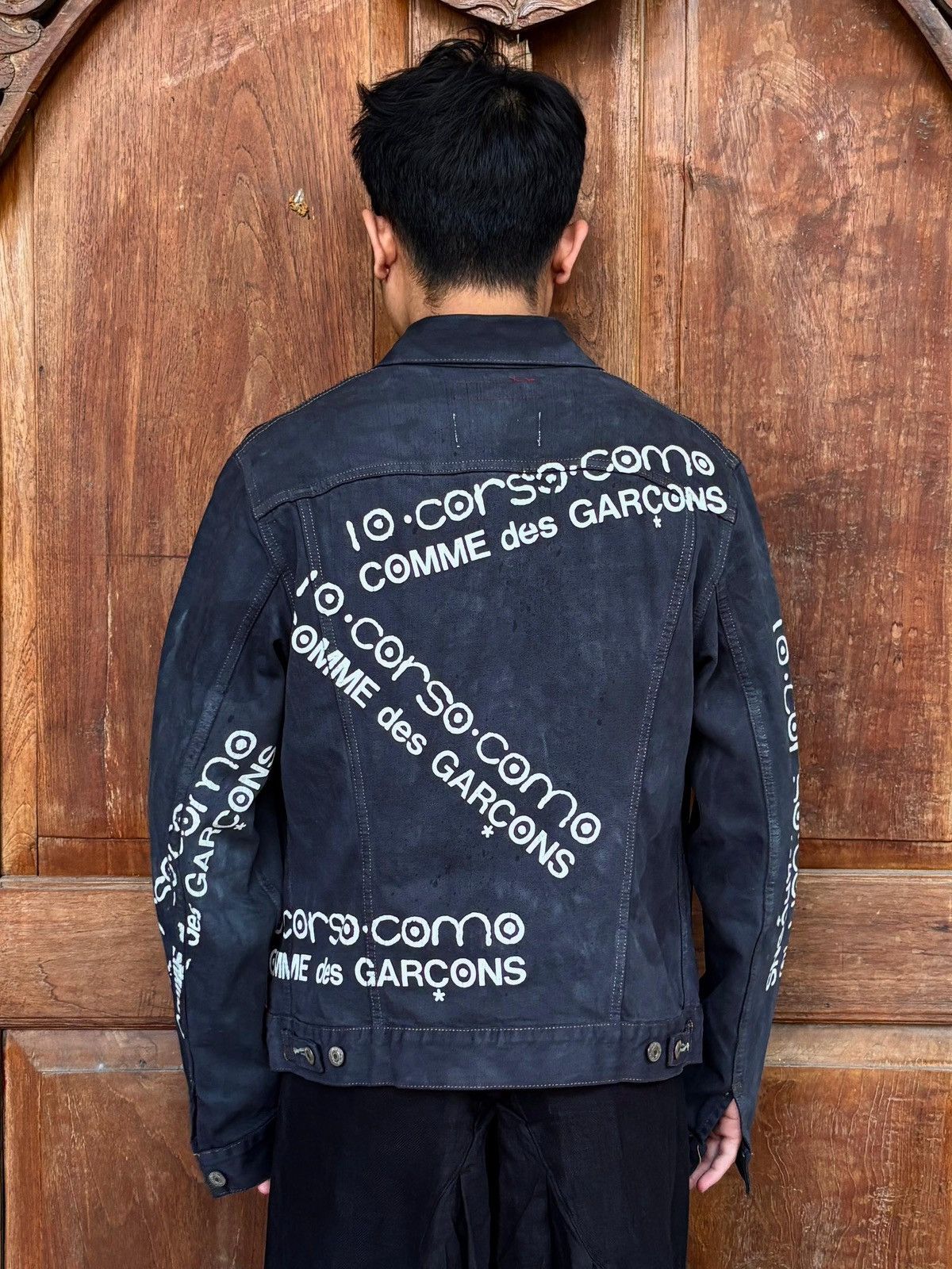 Junya Watanabe FREE TAX! 2000s Painted Denim Jacket Black Dyed - Medium Size US M / EU 48-50 / 2 - 16 Thumbnail