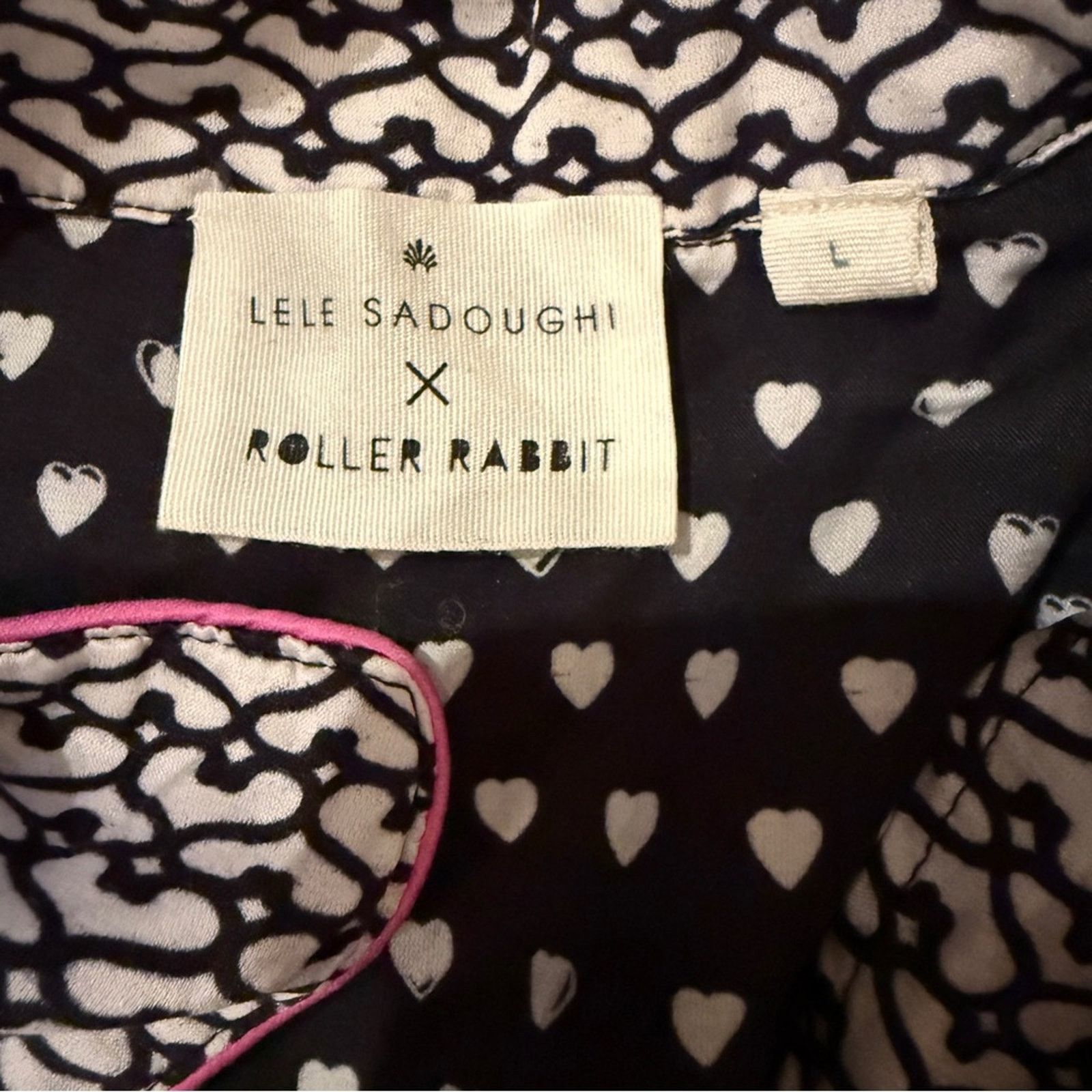 Other Lele Sadoughi x Roller Rabbit Heart Print Pajama Set Sz L Size L / US 10 / IT 46 - 12 Thumbnail