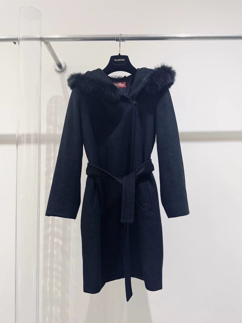 Max Mara Max Mara Black overcoat Size S / US 4 / IT 40 - 1 Thumbnail