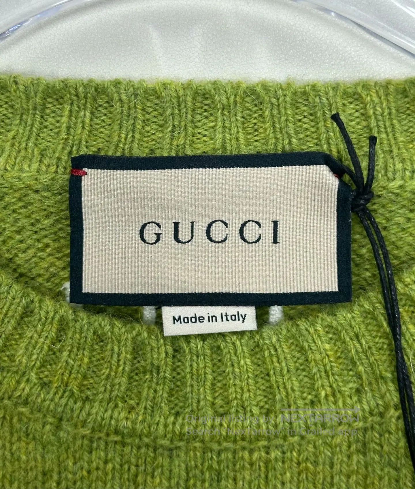 Gucci Guicci Green Back Embroidered Logo Knit Sweater| Size L / US 10 / IT 46 - 3 Thumbnail