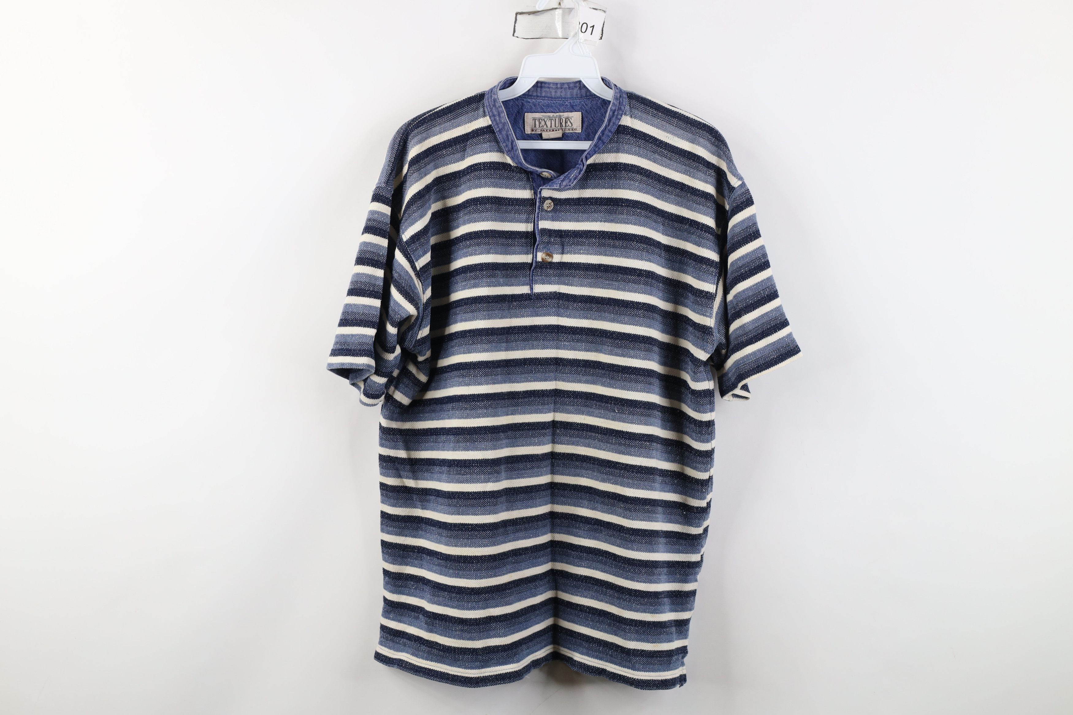 Vintage Vintage 90s Streetwear Short Sleeve Band Collar T-Shirt Size US M / EU 48-50 / 2 - 1 Thumbnail