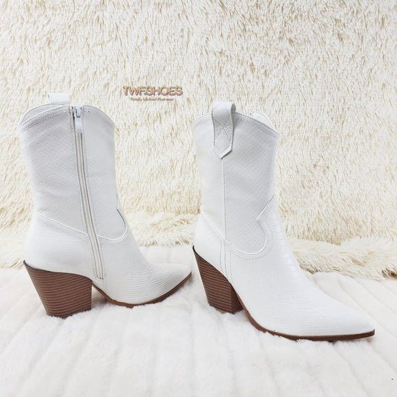 Other Slayer White Cowgirl Cowboy Ankle Boots Western Block Heels Size US 9 / IT 39 - 4 Thumbnail