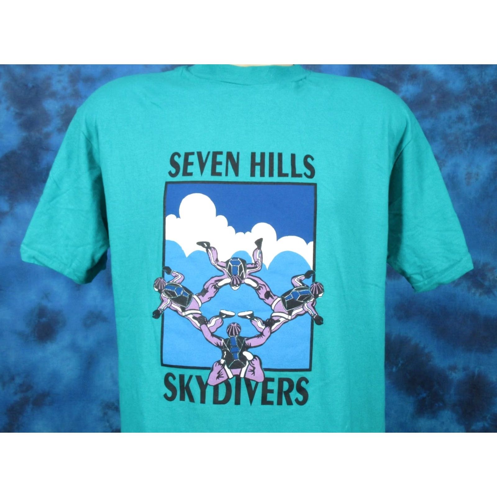 Hanes VINTAGE Hanes Seven Hills Skydive T-Shirt M/L Madison Wisconsin Parachuting 80s 80s 90s Mens Shirt Size US M / EU 48-50 / 2 - 3 Thumbnail