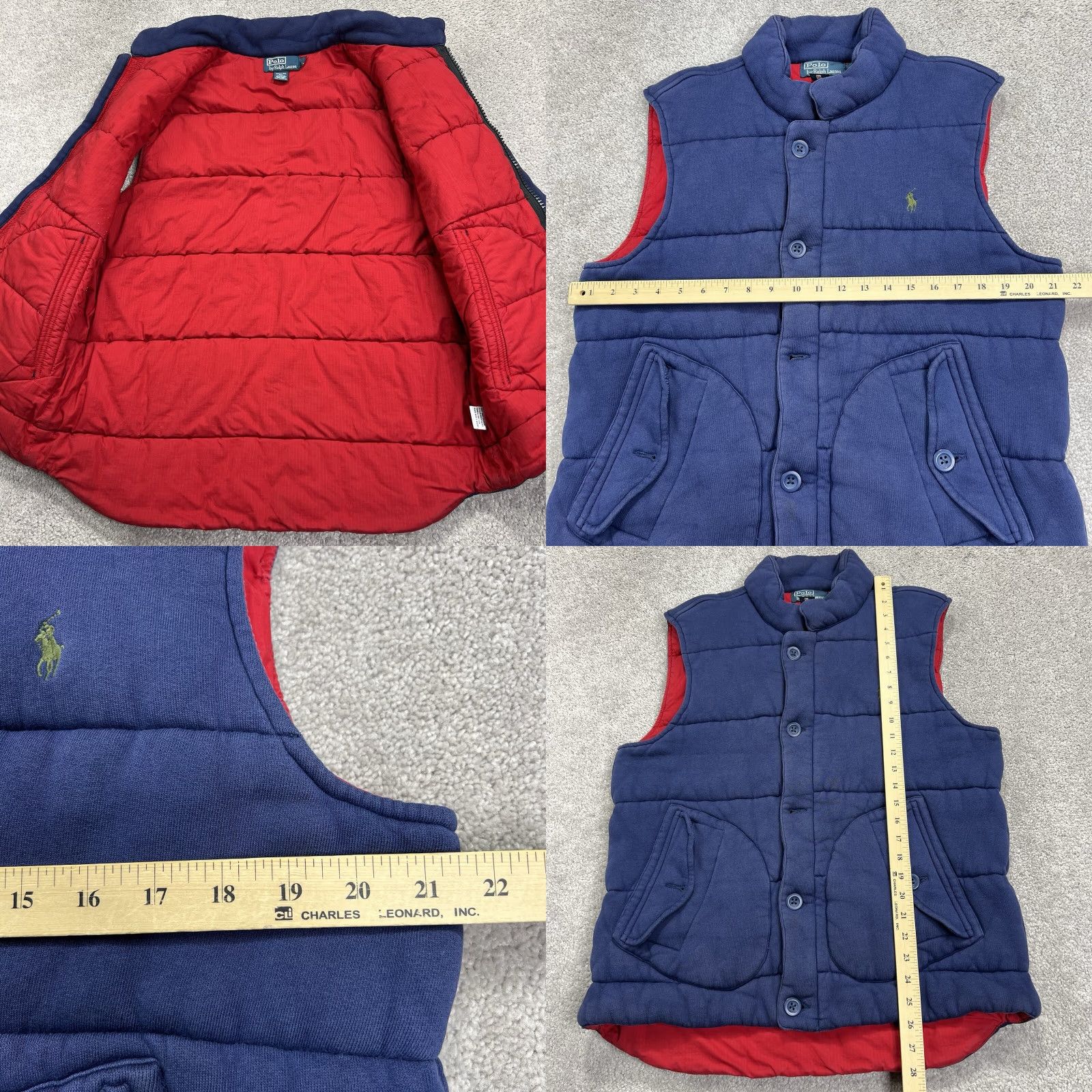 Ralph Lauren VINTAGE Polo Ralph Lauren Insulated Puffer Vest Mens Large Full Zip Navy Blue Flaw Button Size US L / EU 52-54 / 3 - 9 Thumbnail