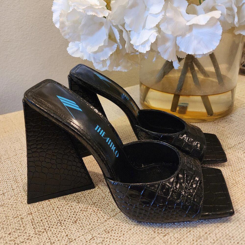 Vintage THE ATTICO "Mini Devon" Crocodile Effect Mule Size US 9 / IT 39 - 1 Thumbnail