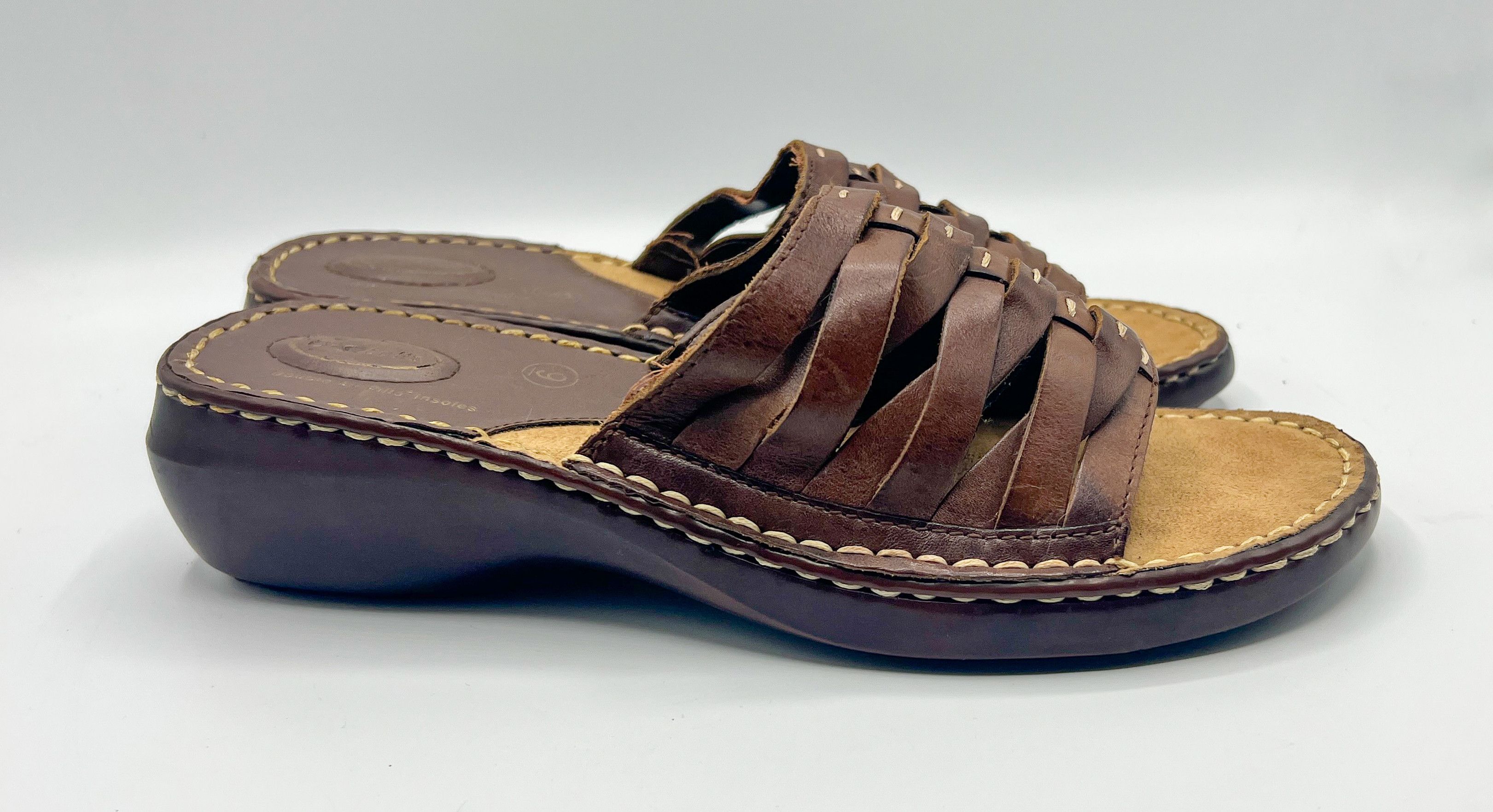 Scholl Dr. Scholl's Reba II Brown Woven Leather Mule Sandals Size US 9 / IT 39 - 6 Thumbnail