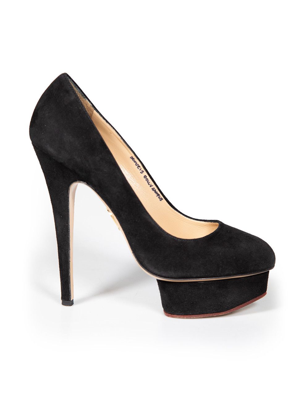 image of Charlotte Olympia Black Suede Dolly 145 Heel Shoes, Women's (Size 9)