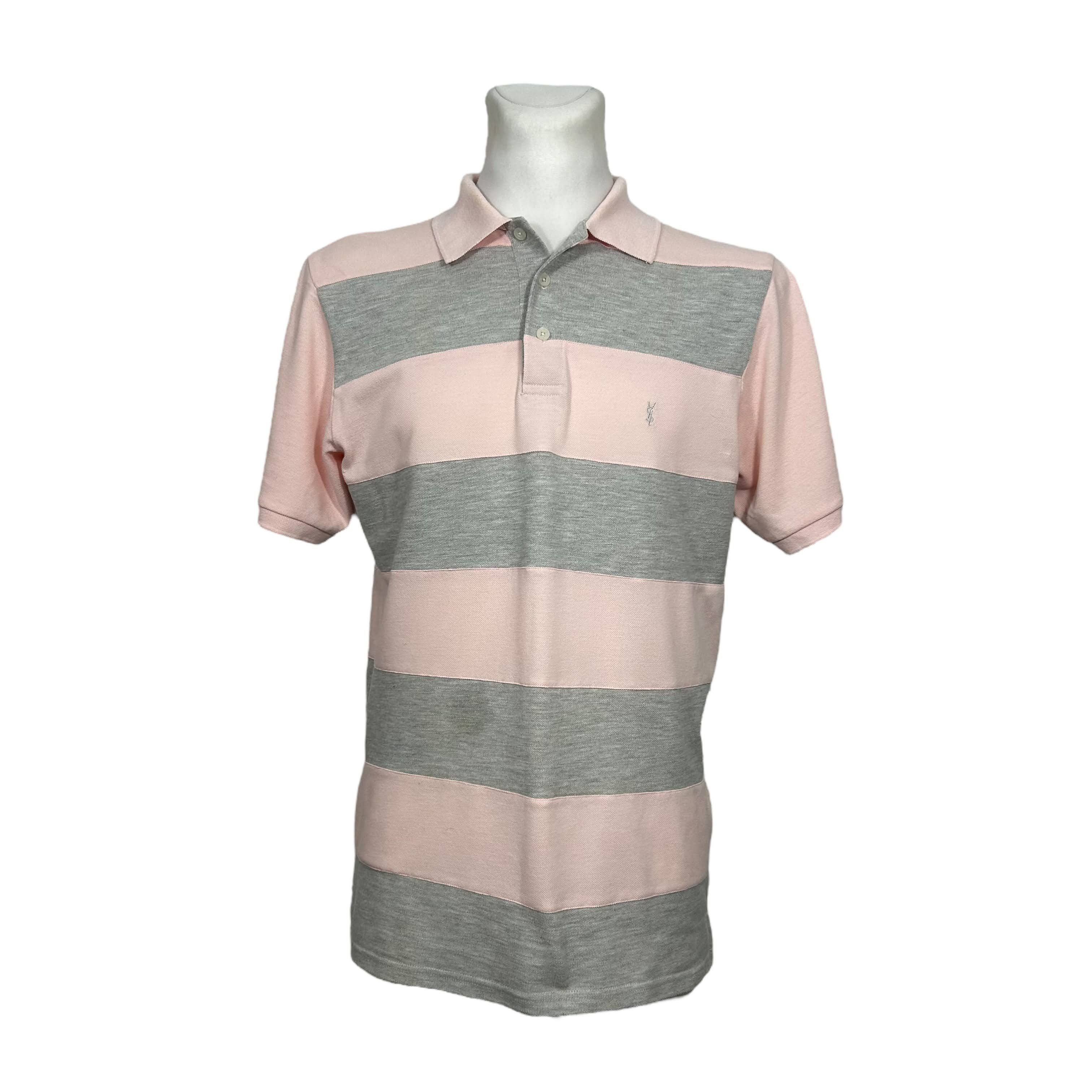Yves Saint Laurent YSL Pour Homme Gray Pink Striped Polo Shirt M Size US M / EU 48-50 / 2 - 1 Thumbnail
