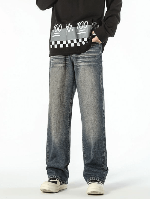 Japanese Brand × Jean Men's washed distressed straight high street jeans Size US 32 / EU 48 - 2 Thumbnail