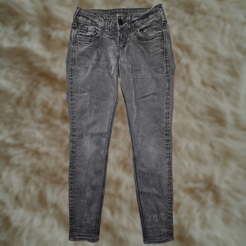 Silver Jeans Co. VINTAGE Silver Jeans Suki Ankle Skinny Jeans Womens 25x27 Black Stretch Preppy 90s City Size 42" / US 20 - 1 Thumbnail