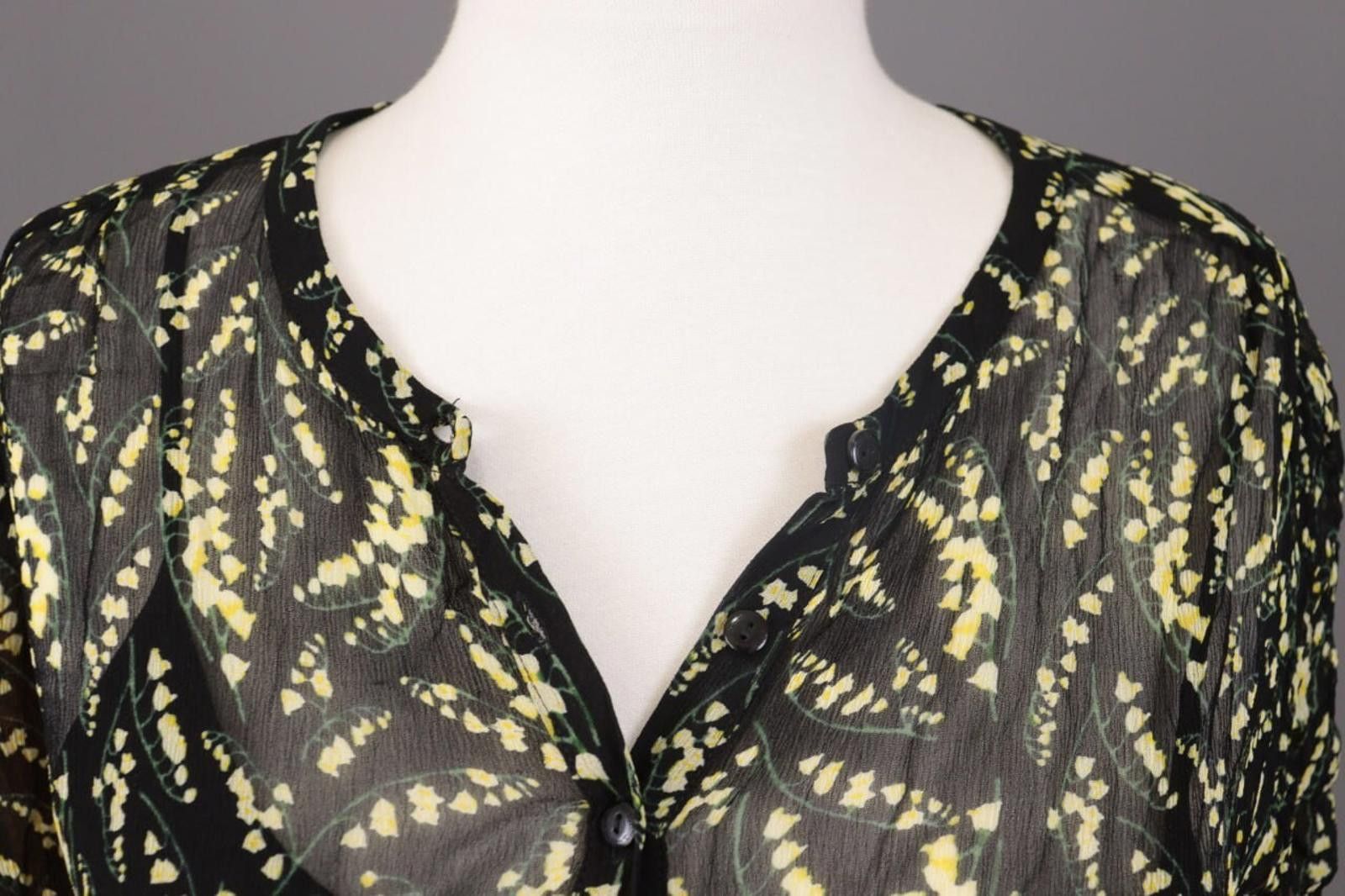 Wilkes Bashford BA&SH Lady Dress Black Floral Ruffle Blouson Dress Size 1 Size M / US 6-8 / IT 42-44 - 5 Thumbnail