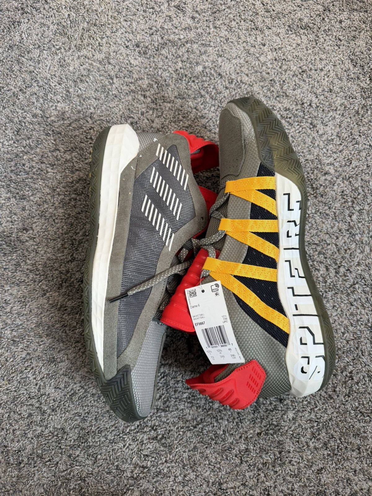 Adidas Adidas Dame 6 – Grey/Red – NWT Size US 13 / EU 46 - 4 Thumbnail