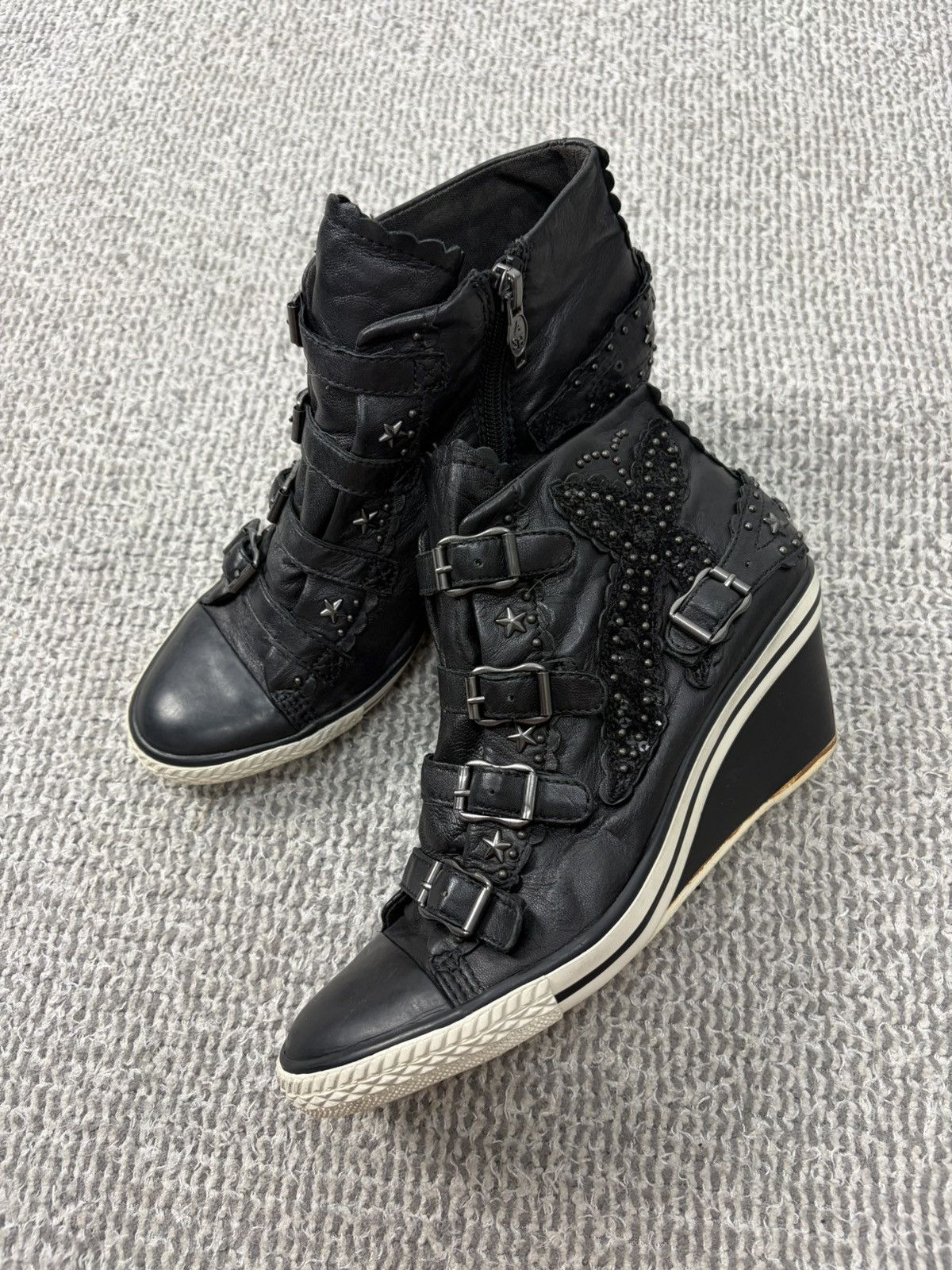 ASH Ash Wedge Genial Buckled Leather Size 38 Size US 8 / IT 38 - 1 Thumbnail