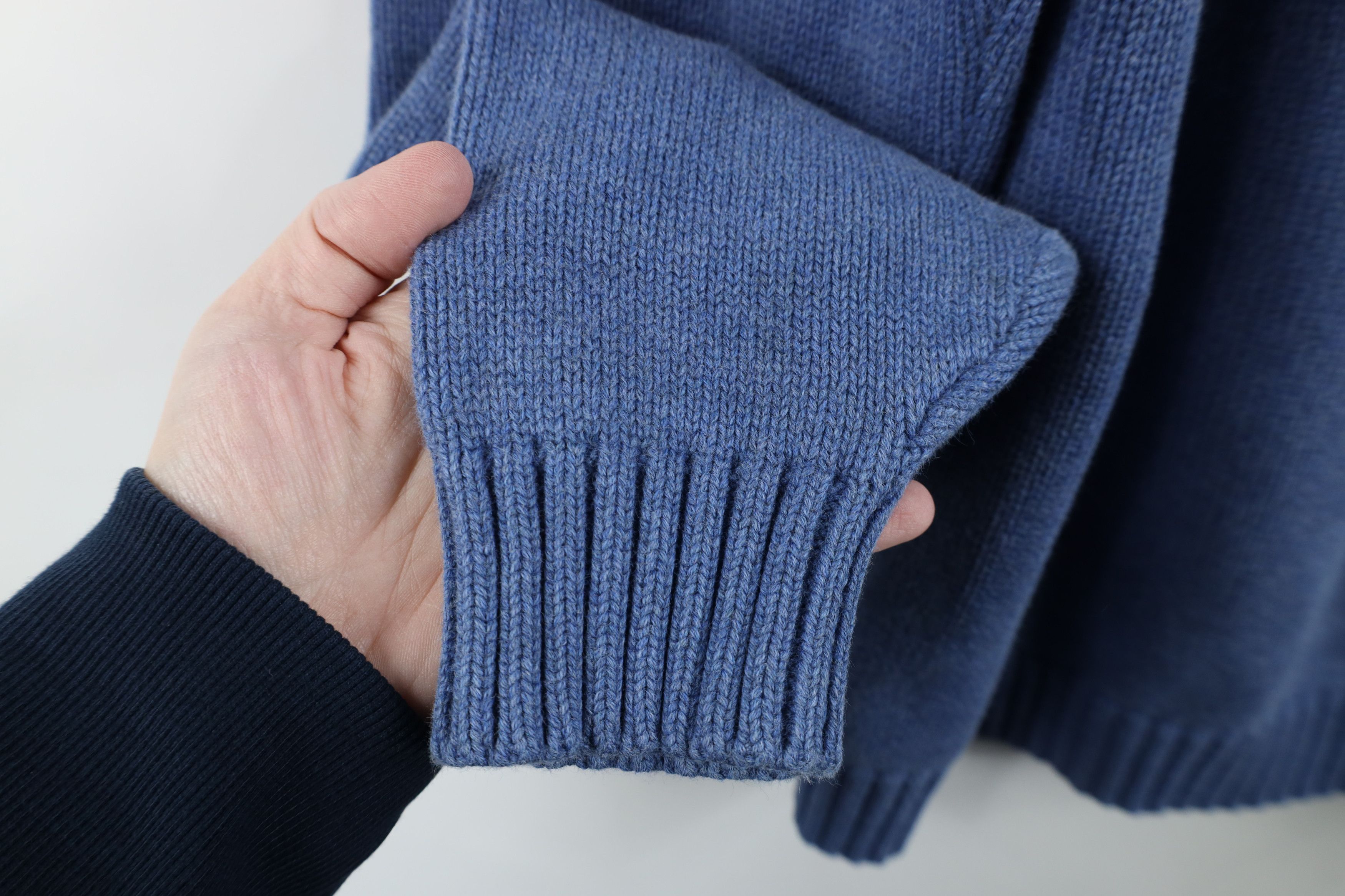 Lands' End × Vintage Vintage 90s Lands End Blank Cotton Knit Sweater Blue Japan Size L / US 10 / IT 46 - 6 Thumbnail